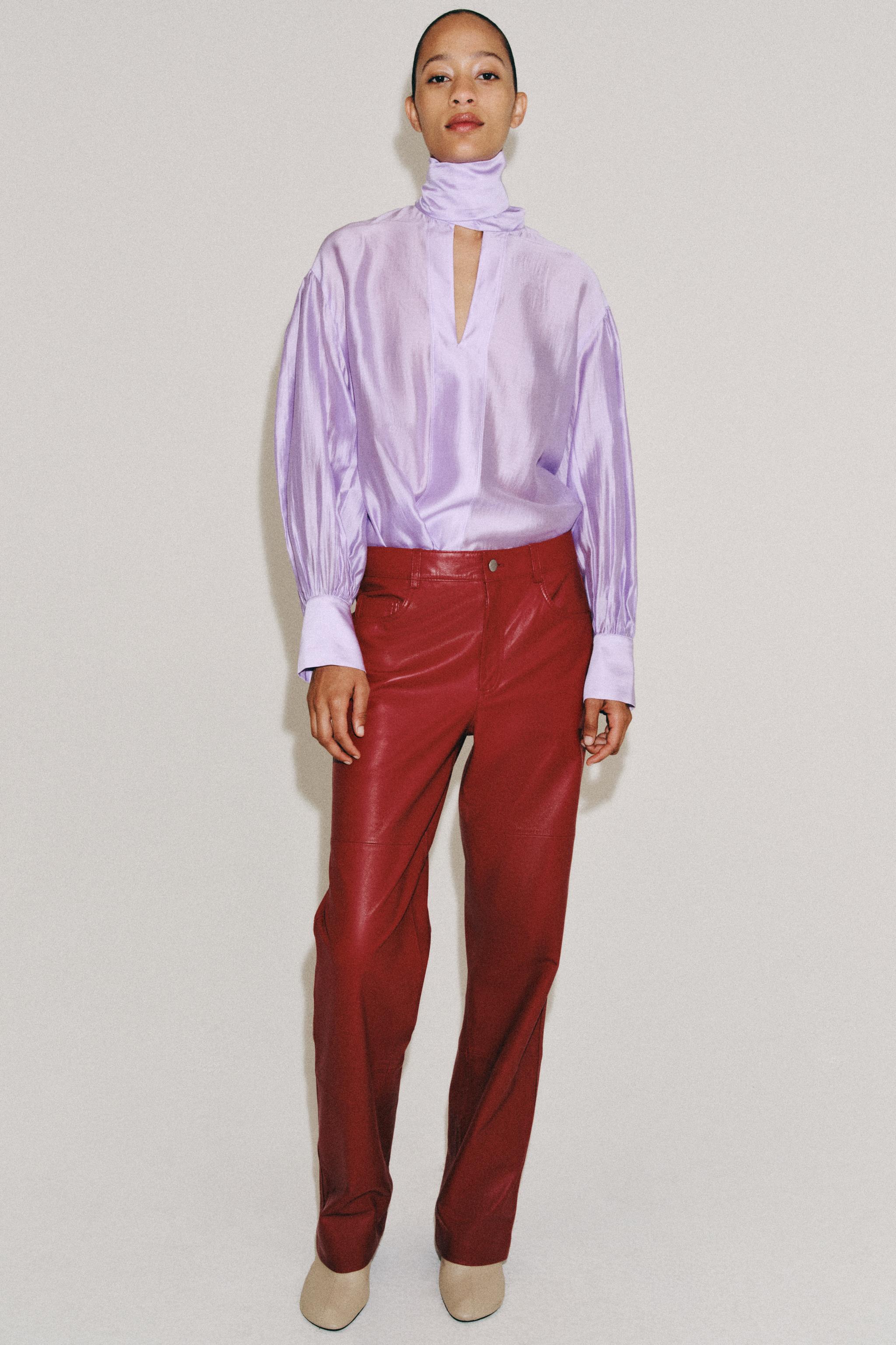АТЛАСНАЯ РУБАШКА С ЗАВЯЗКАМИ — ZW COLLECTION — ZARA