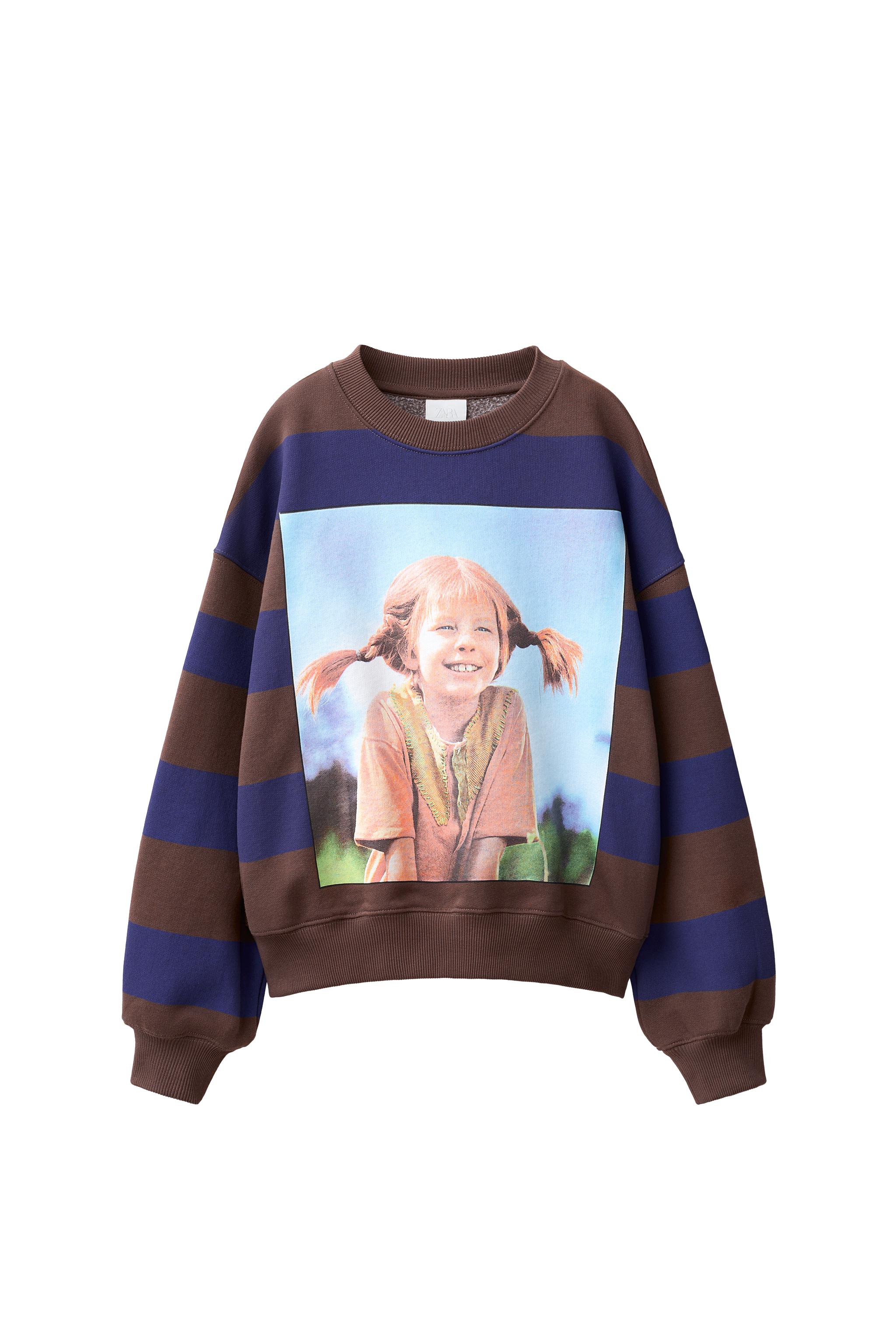 Свитшот в полоску с принтом Pippi Longstocking © Astrid Lindgren Company — ZARA
