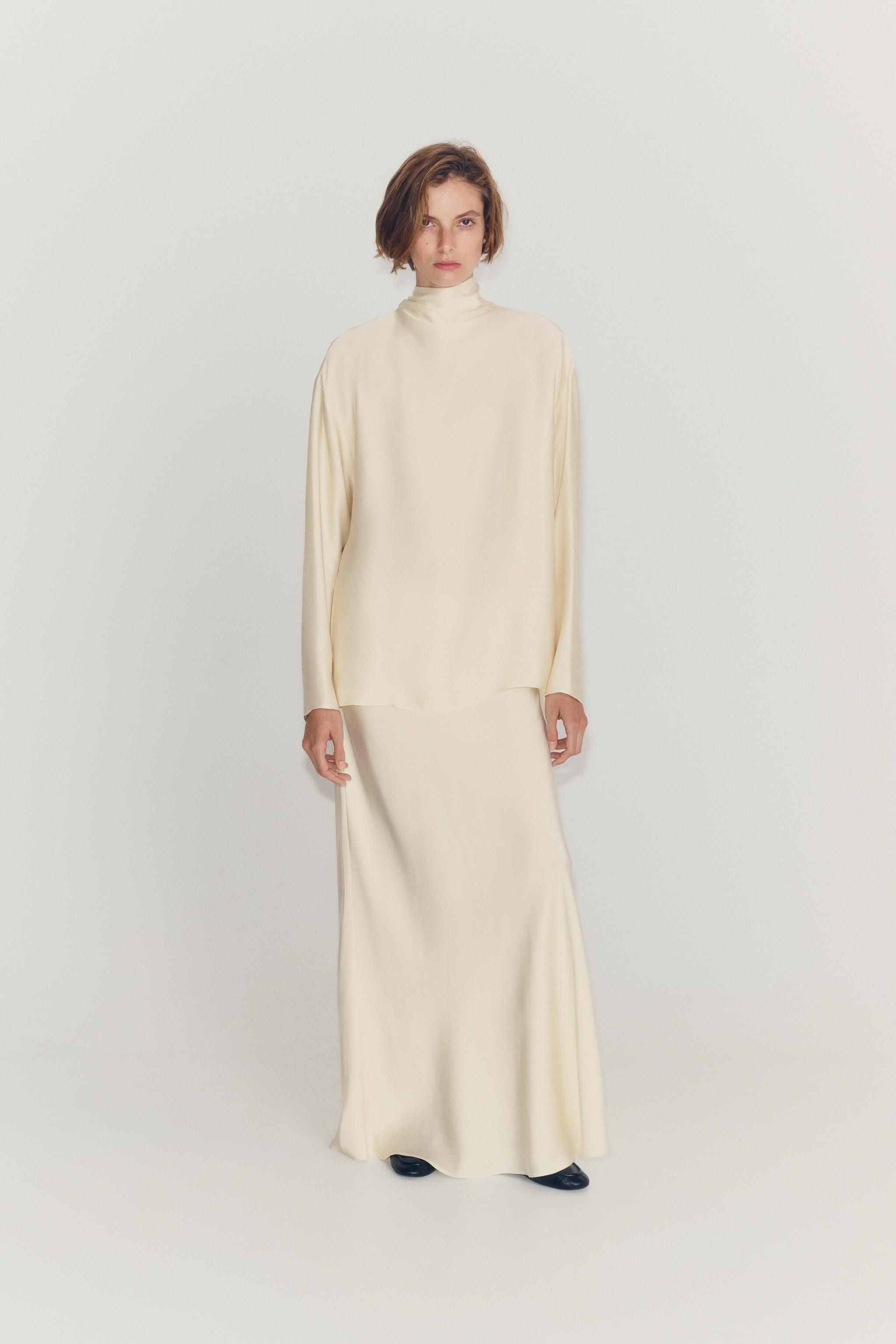 Блуза из атласа ZW COLLECTION с завязками — ZARA