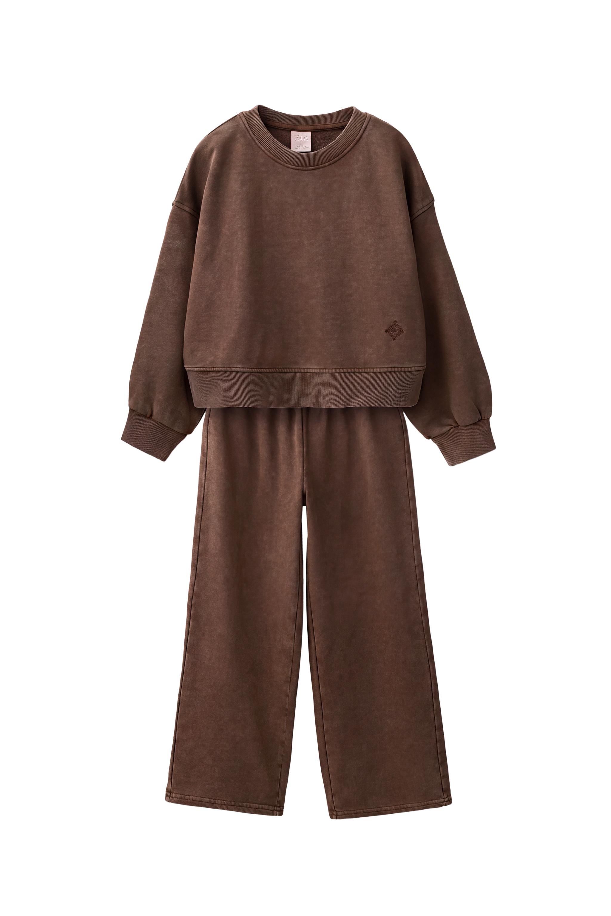 WASHED-EFFECT SWEATSHIRT AND TROUSERS SET — ZARA