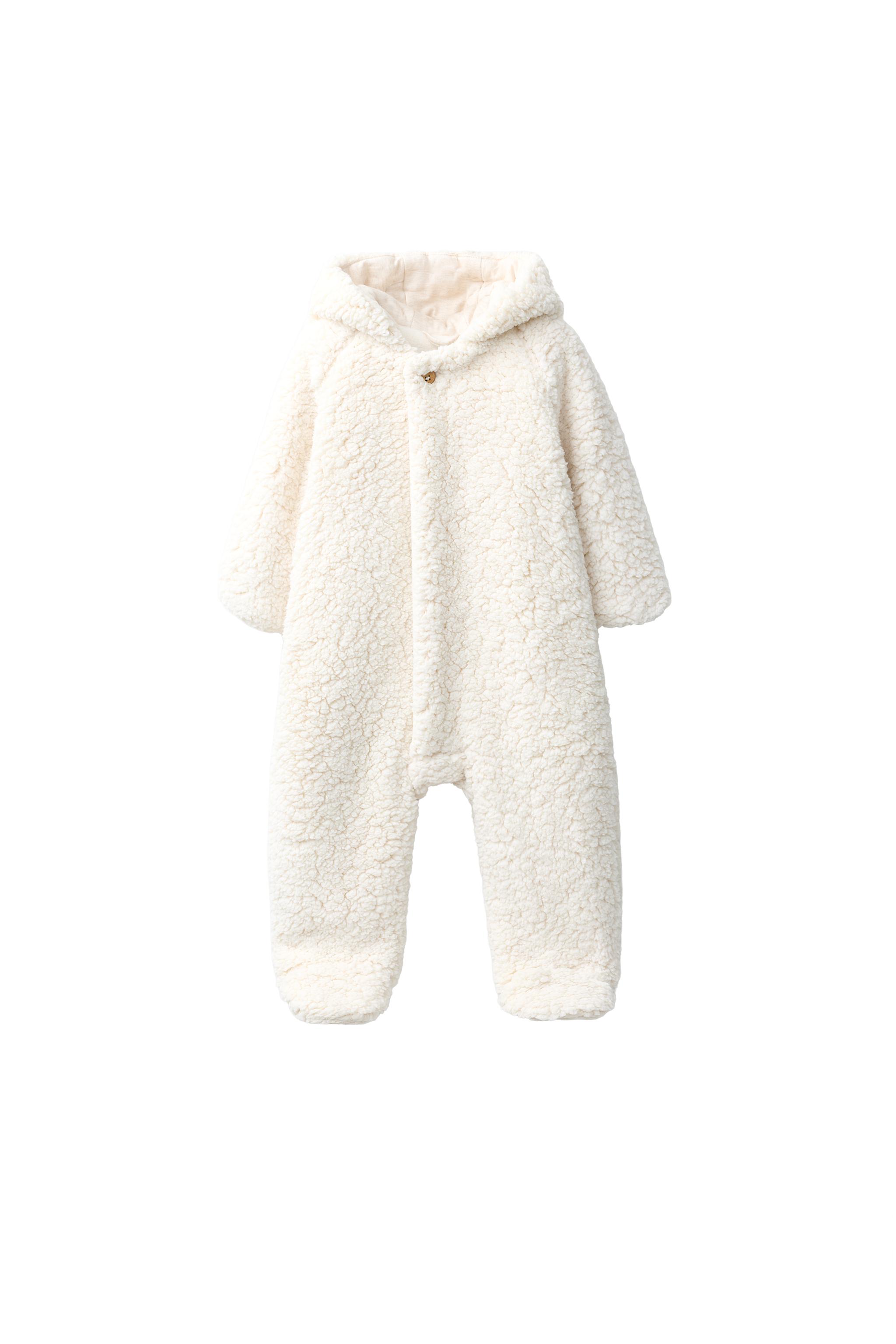 FAUX SHEARLING ONE-PIECE SUIT WITH HOOD AND EAR DETAIL — ZARA