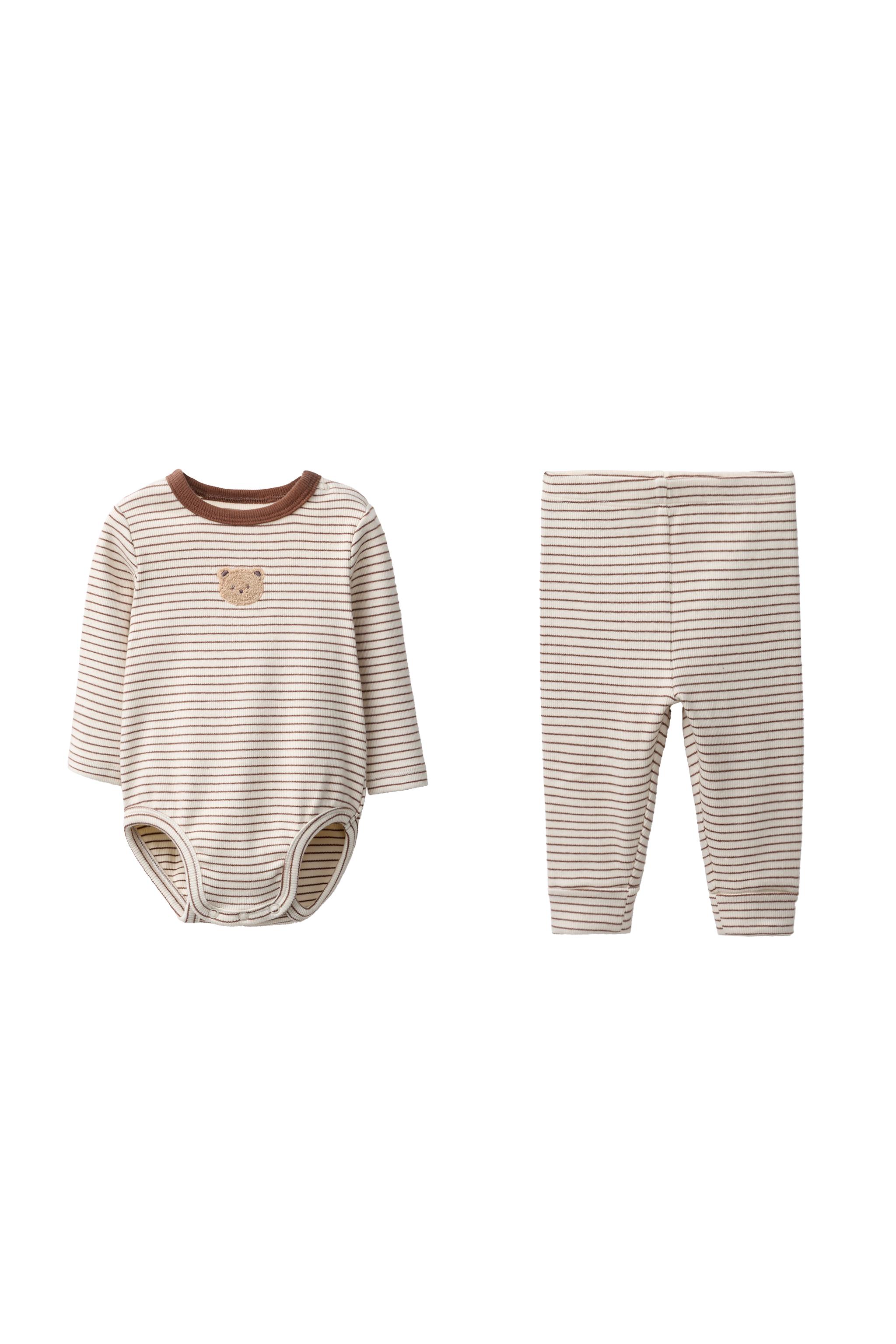Боди в полоску с вышивкой + легинсы в полоску — ZARA
