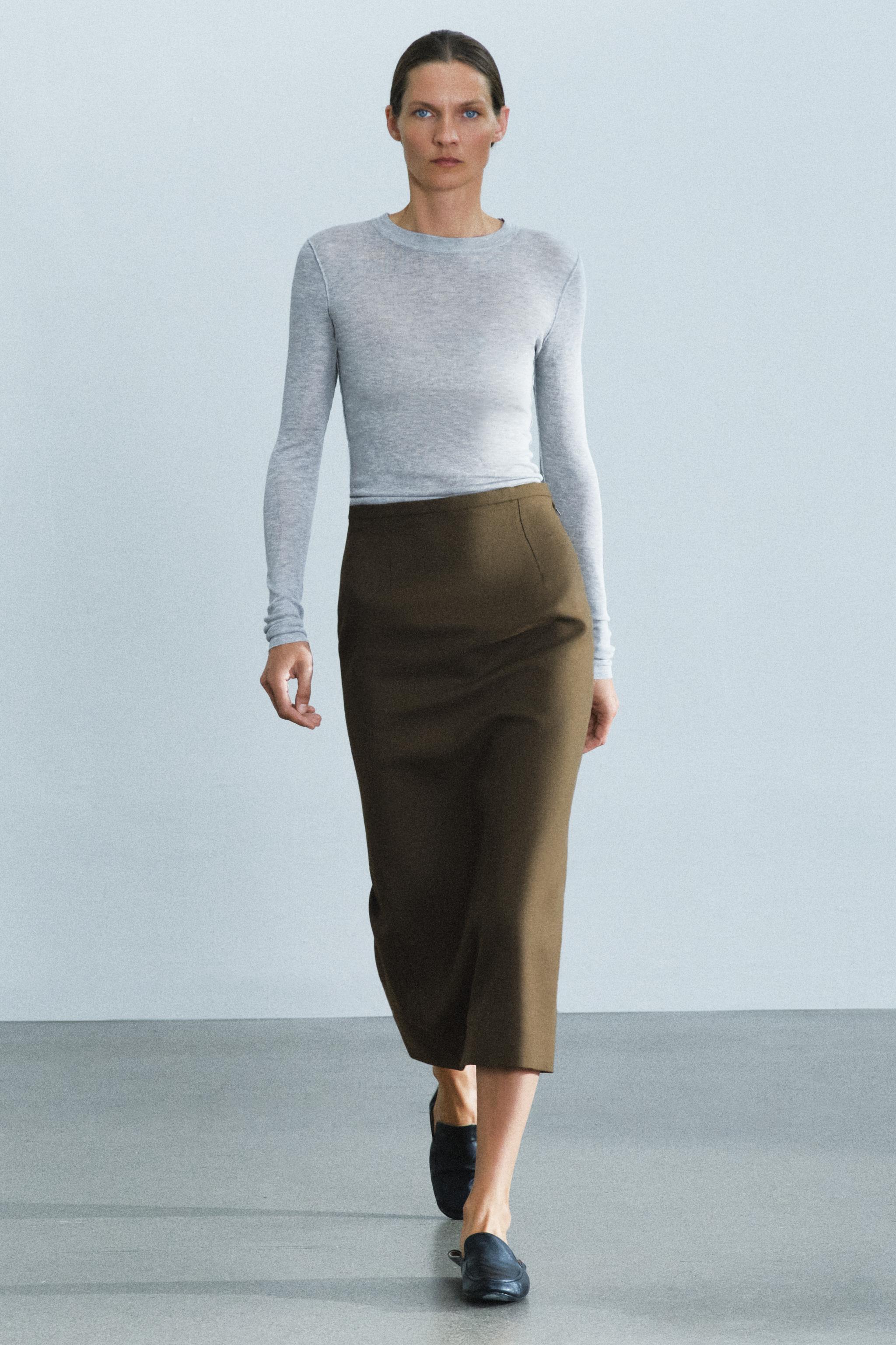 ZW COLLECTION прямая юбка из 100% шерсти — ZARA