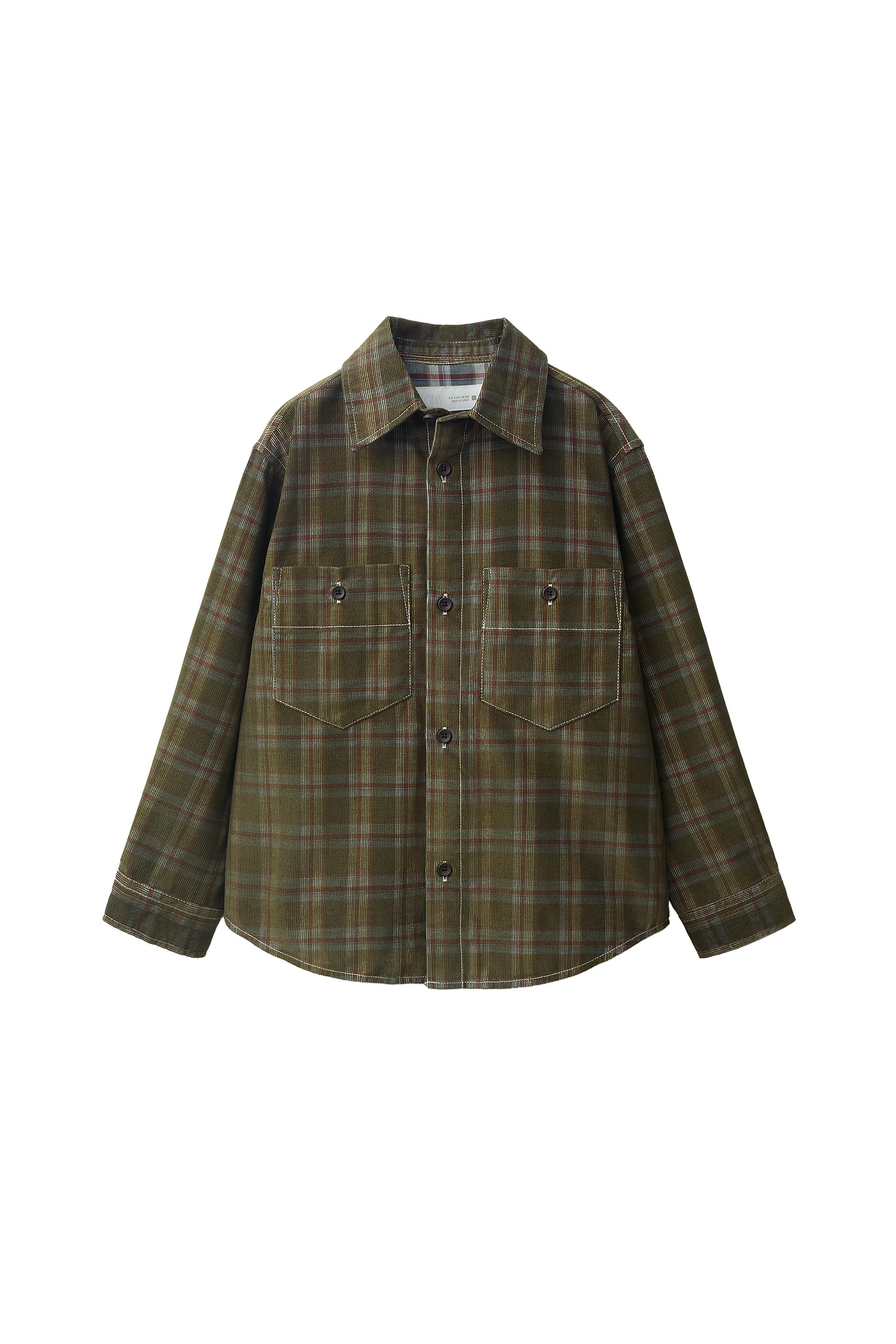 CHECK PRINT CORDUROY SHIRT — ZARA