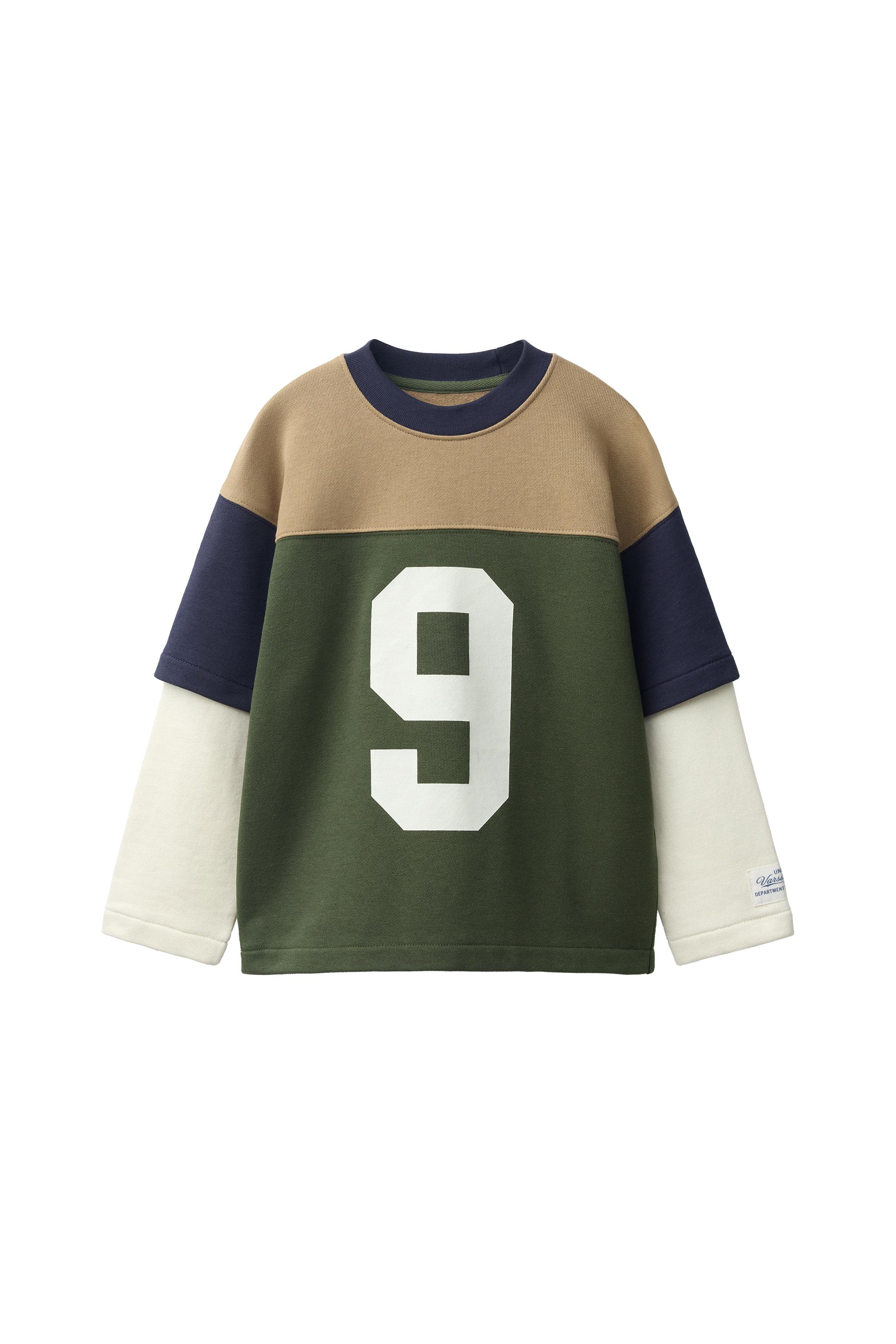 VARSITY NUMBER DOUBLE SLEEVE SWEATSHIRT — ZARA