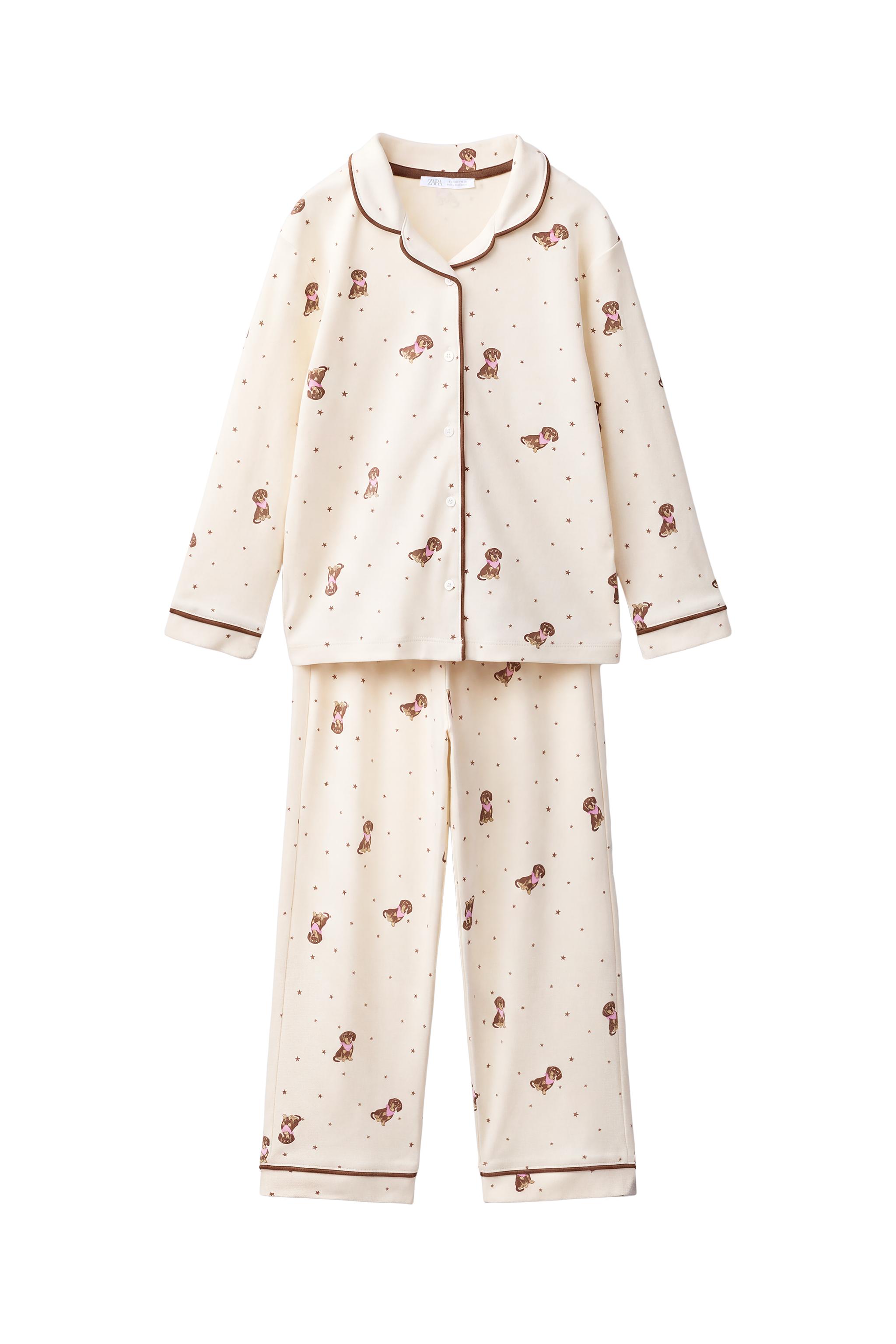 Пижама в стиле рубашки для 6-14 лет с принтом собаки — ZARA