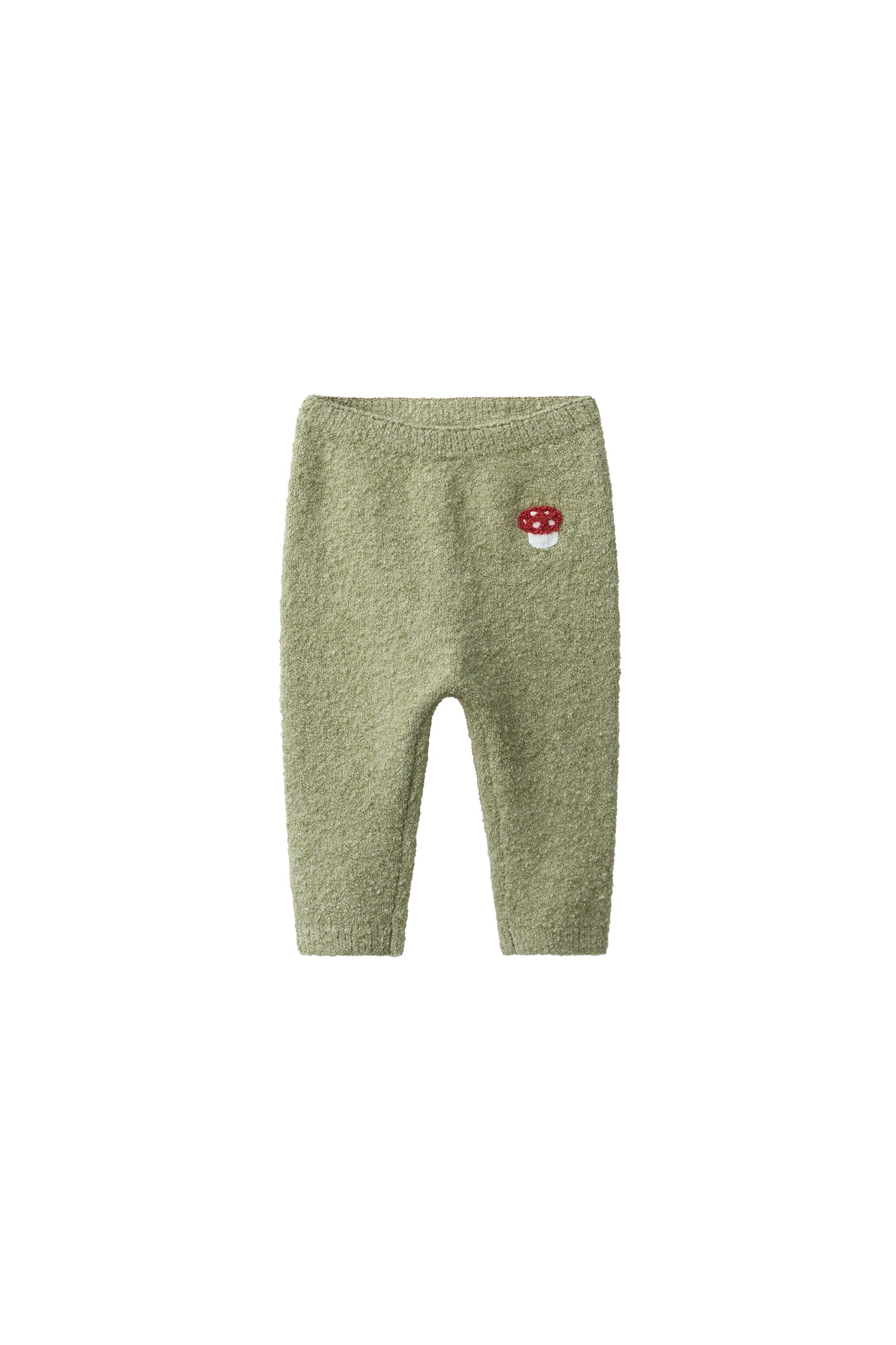EMBROIDERED MUSHROOM KNIT TROUSERS — ZARA