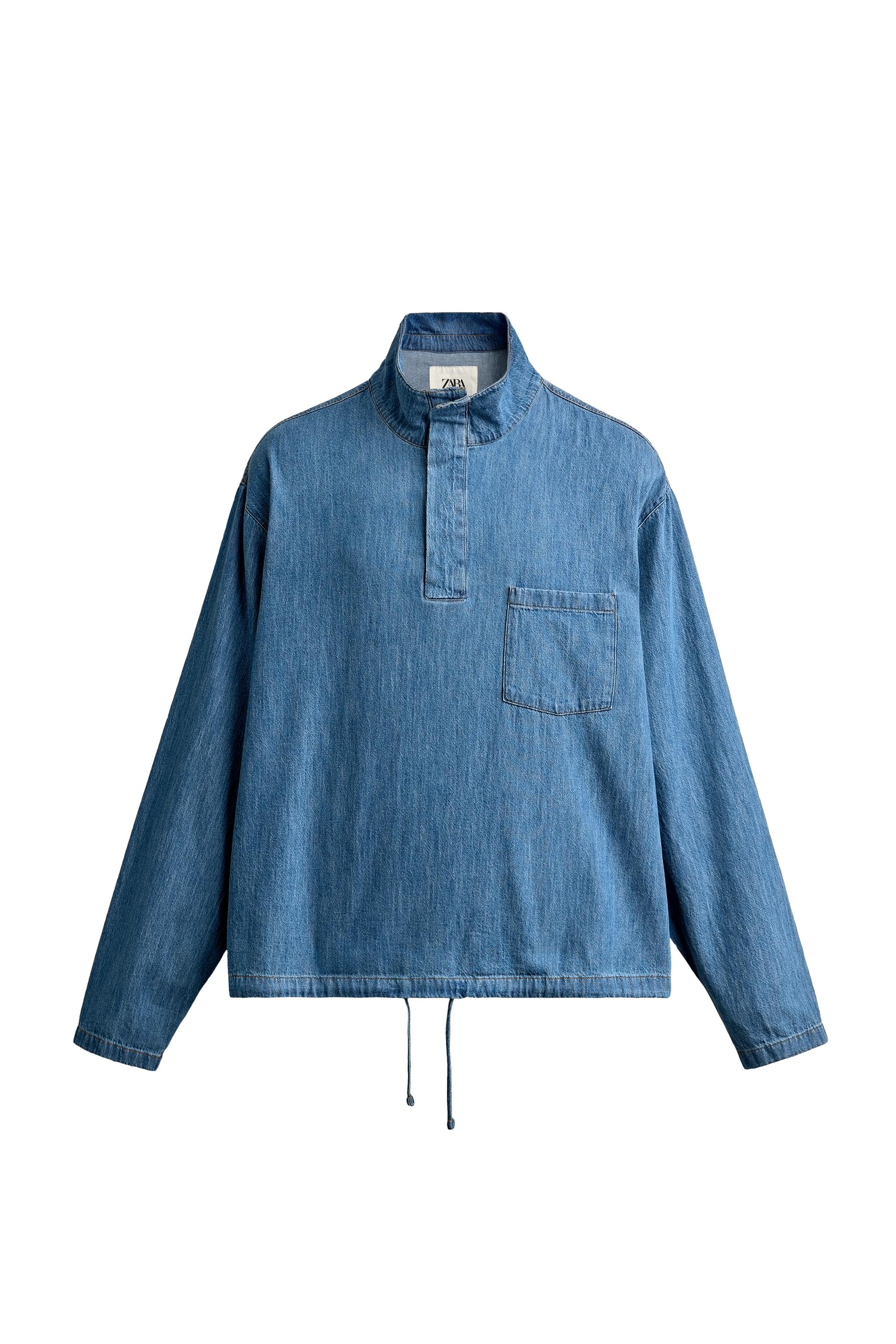 Лёгкая рубашка поло из денима с эффектом стирки — ZARA