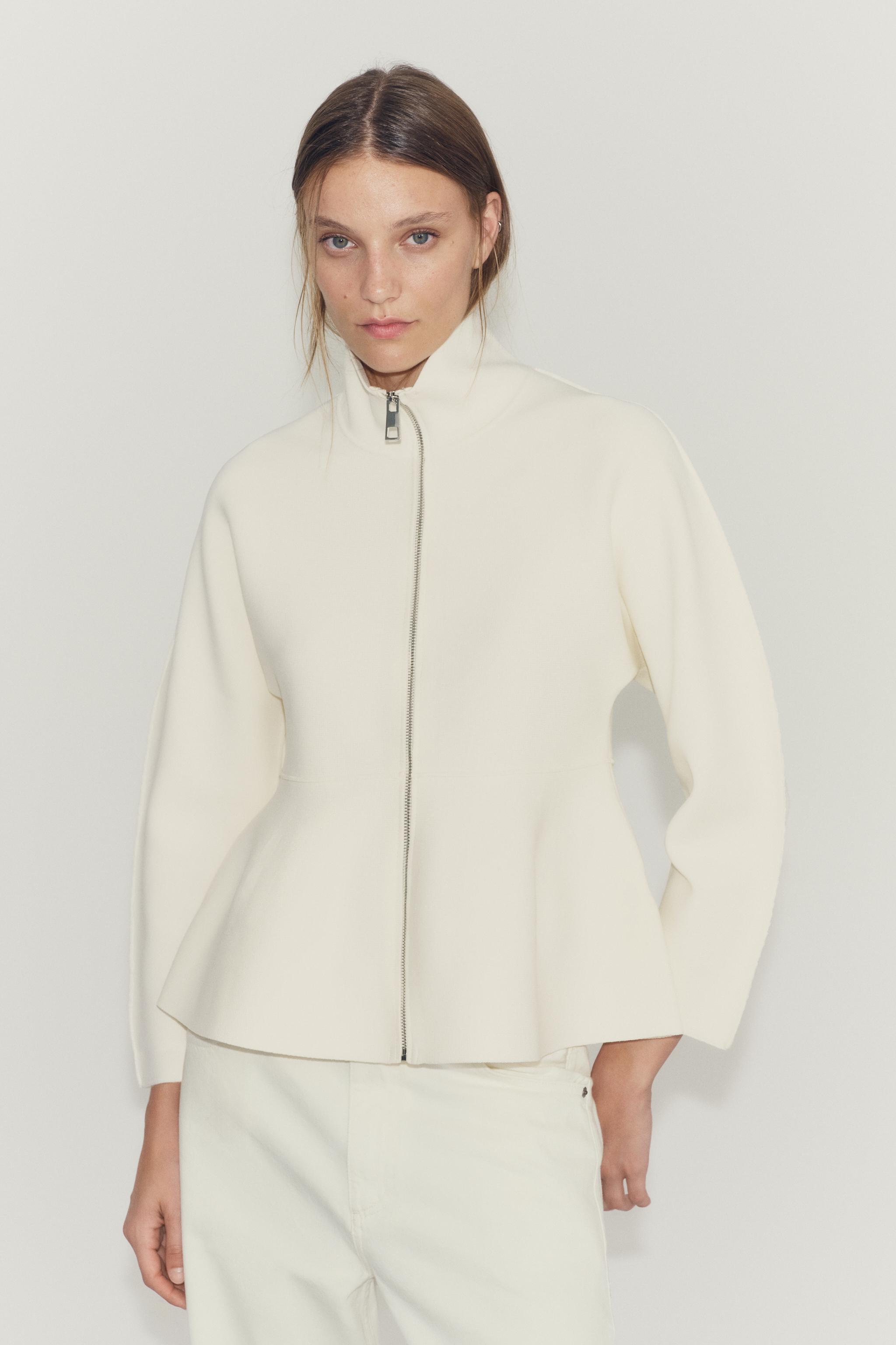 ТРИКОТАЖНЫЙ КАРДИГАН С БАСКОЙ И МОЛНИЕЙ — ZARA