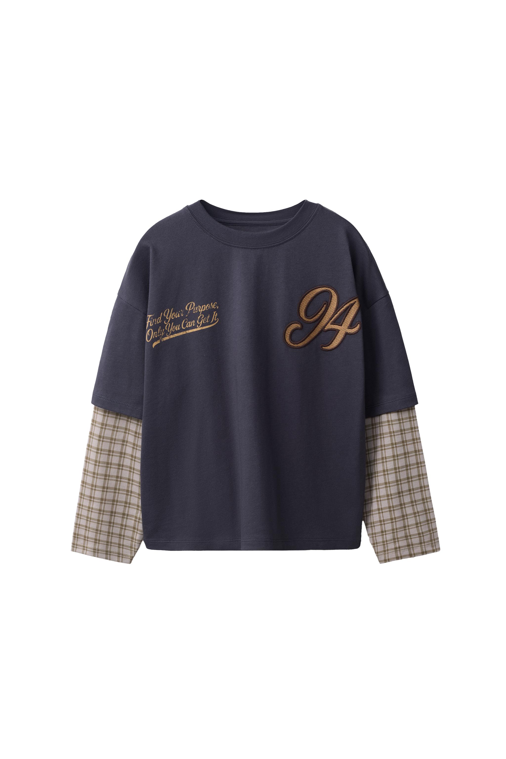 Футболка в клетку с двойными рукавами — ZARA