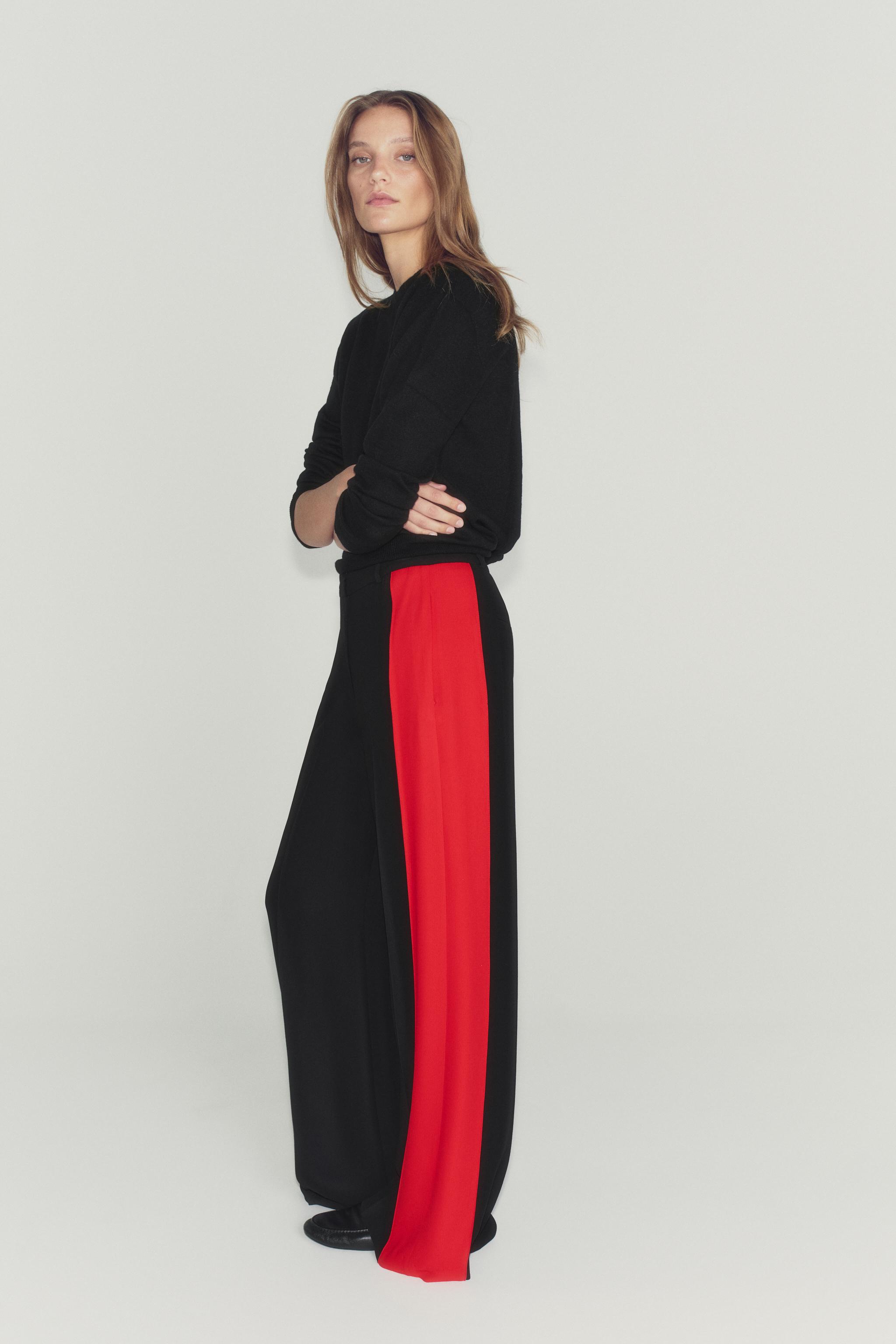 Брюки ZW COLLECTION с широкими штанинами и боковой отделкой — ZARA