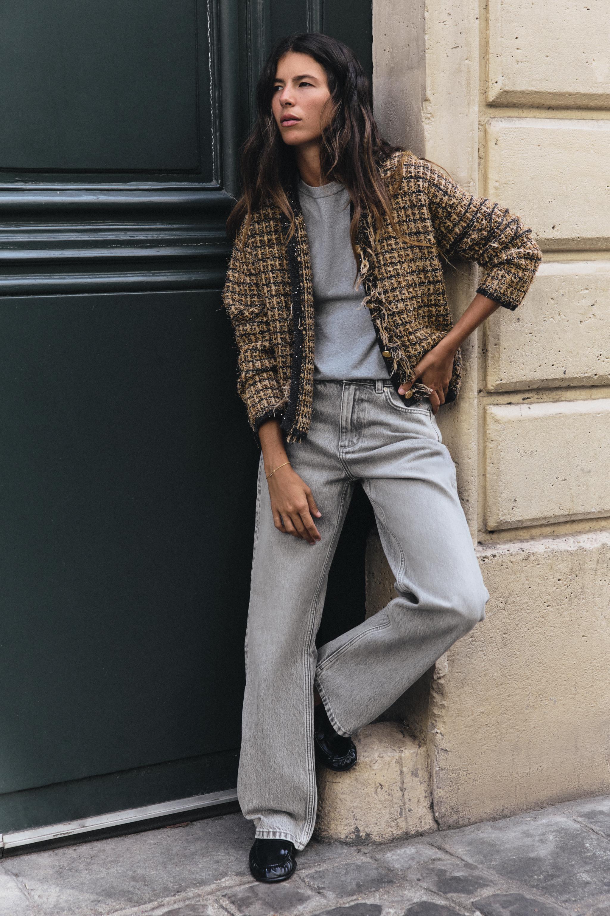Вязаная куртка с бахромой и металлизированной нитью — ZARA