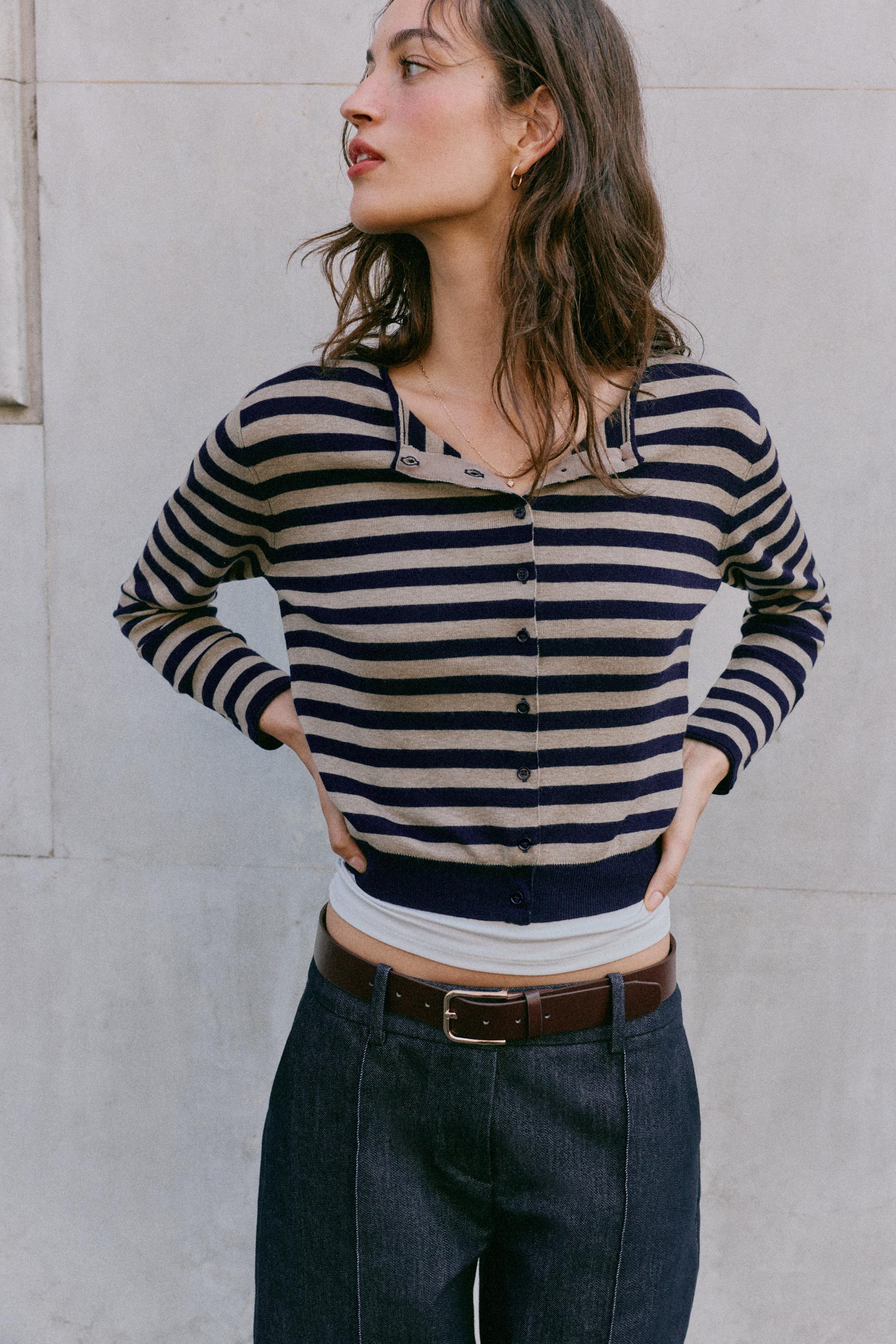 FINE KNIT STRIPED CARDIGAN — ZARA