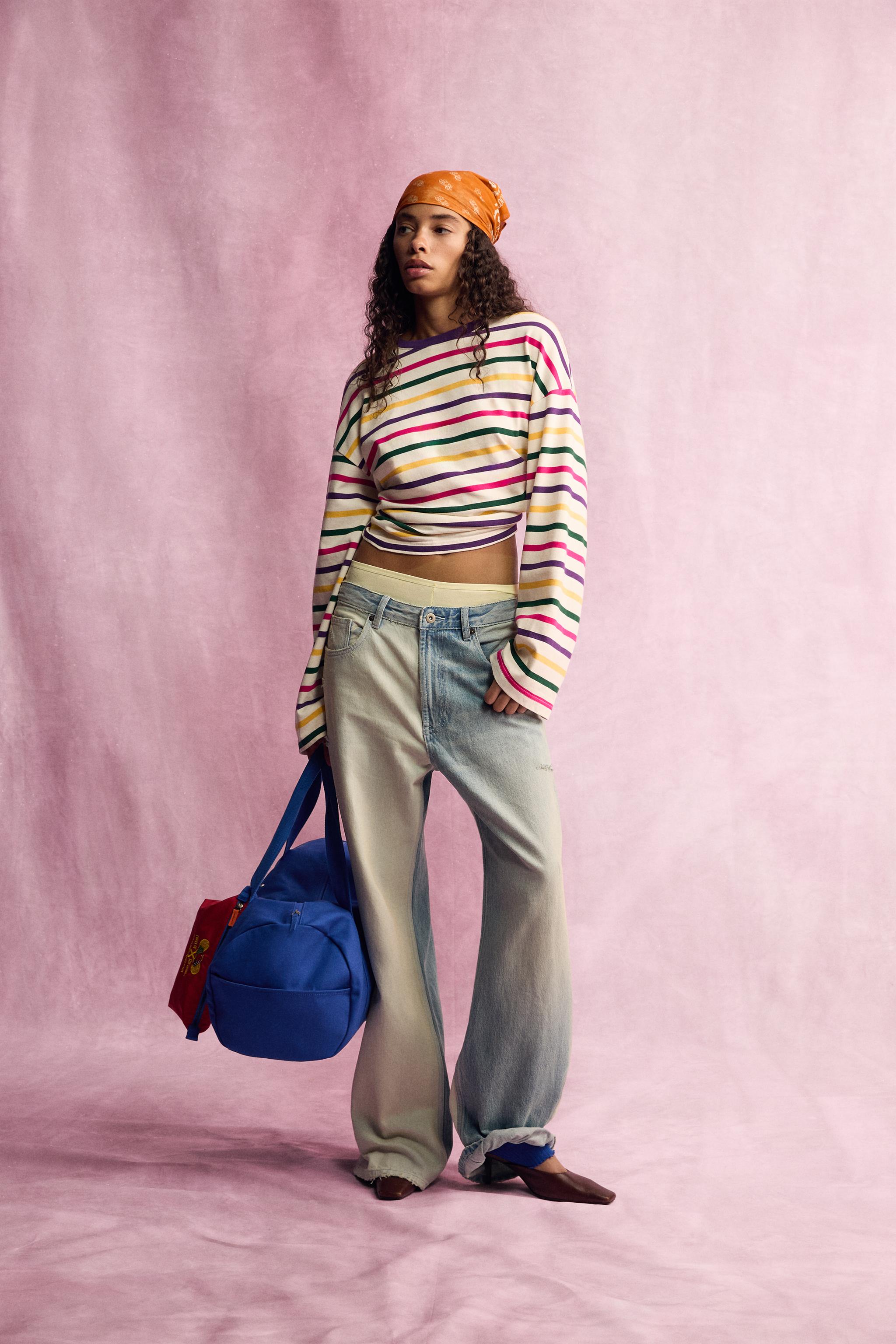Джинсы бойфренда с контрастной отделкой FRUIT OF THE LOOM™ — ZARA