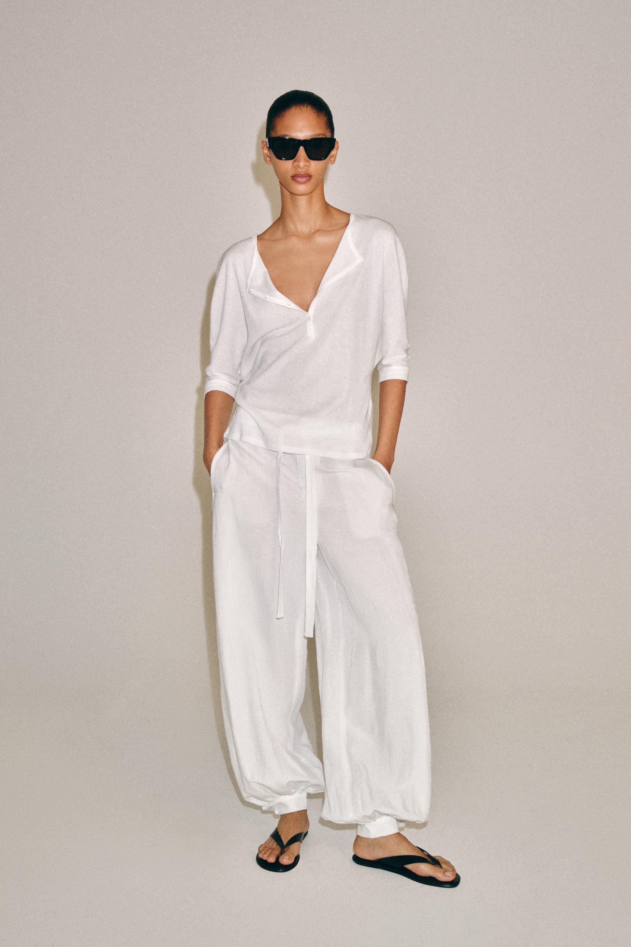 Футболка хенли из хлопка — ZARA