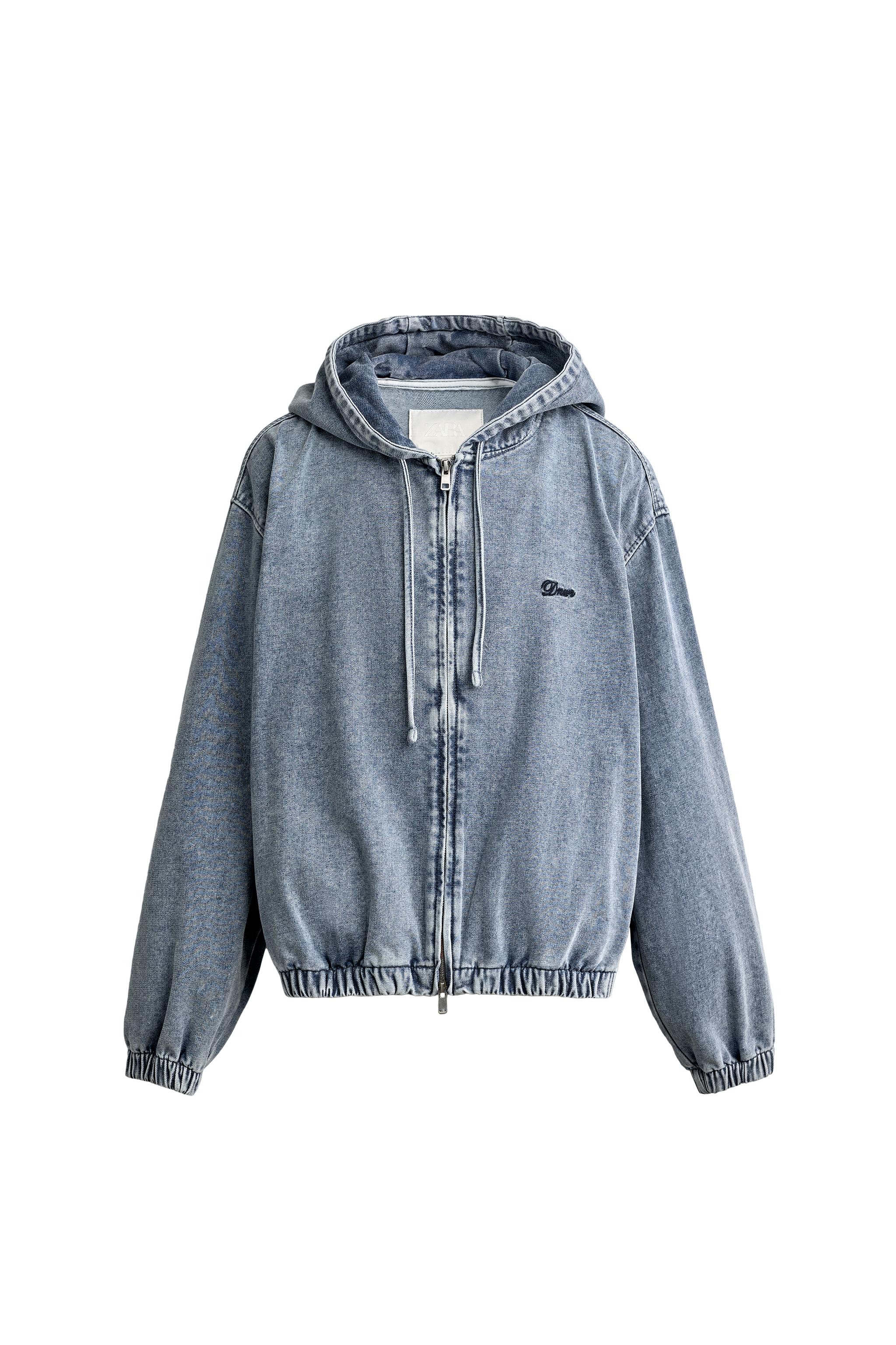 BRUSHED DENIM HOODIE JACKET — ZARA
