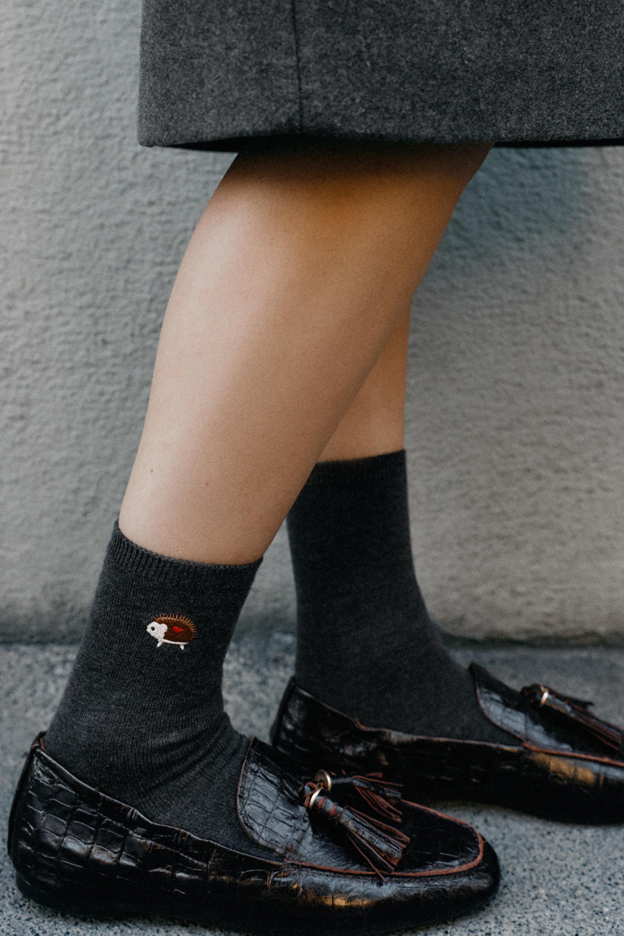 PLAIN HEDGEHOG EMBROIDERY SOCKS — ZARA