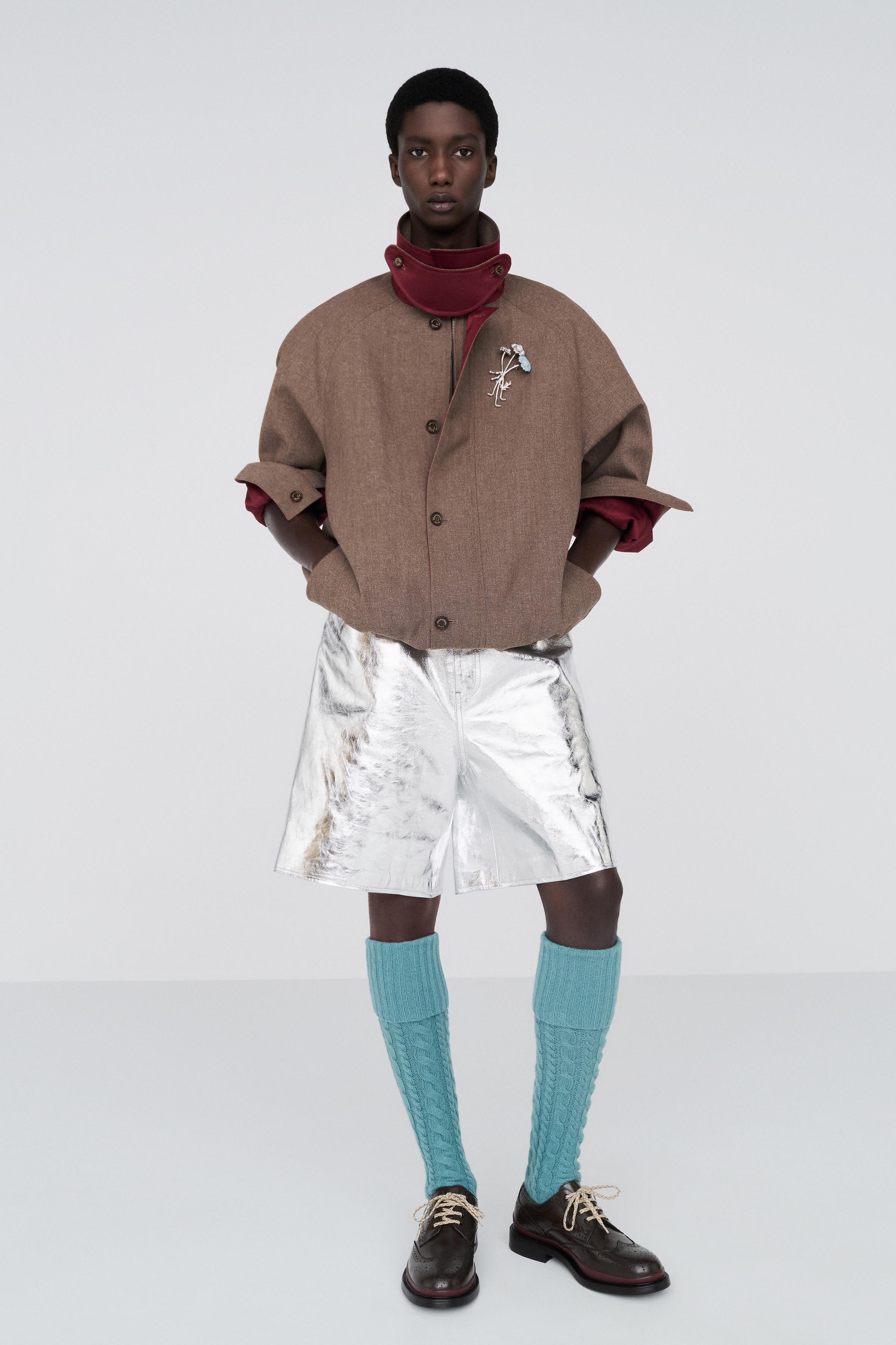 METALLIC EFFECT LEATHER BERMUDA SHORTS — ZARA