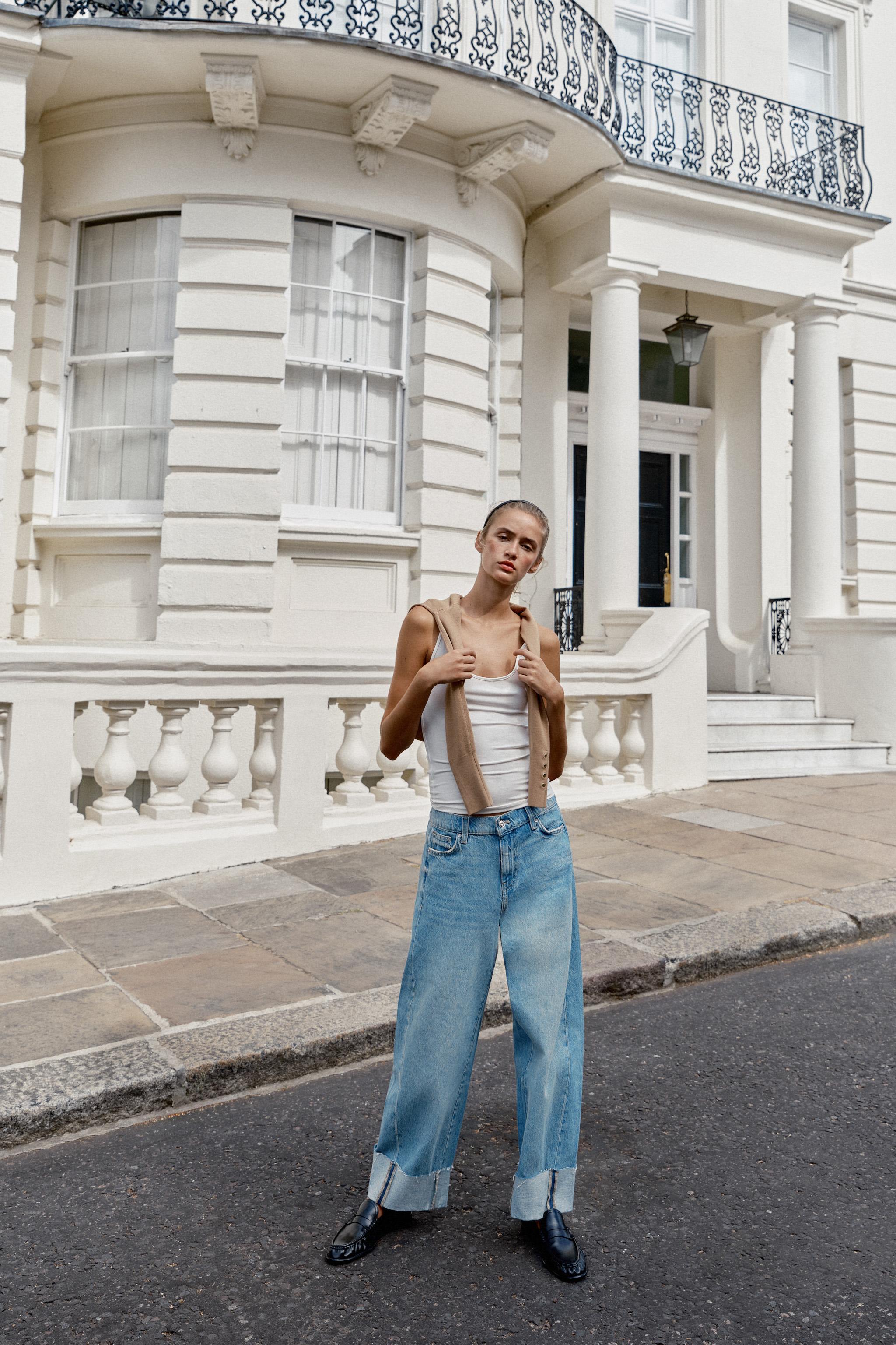 Джинсы Z1975 свободного кроя со средней посадкой и отворотом — ZARA