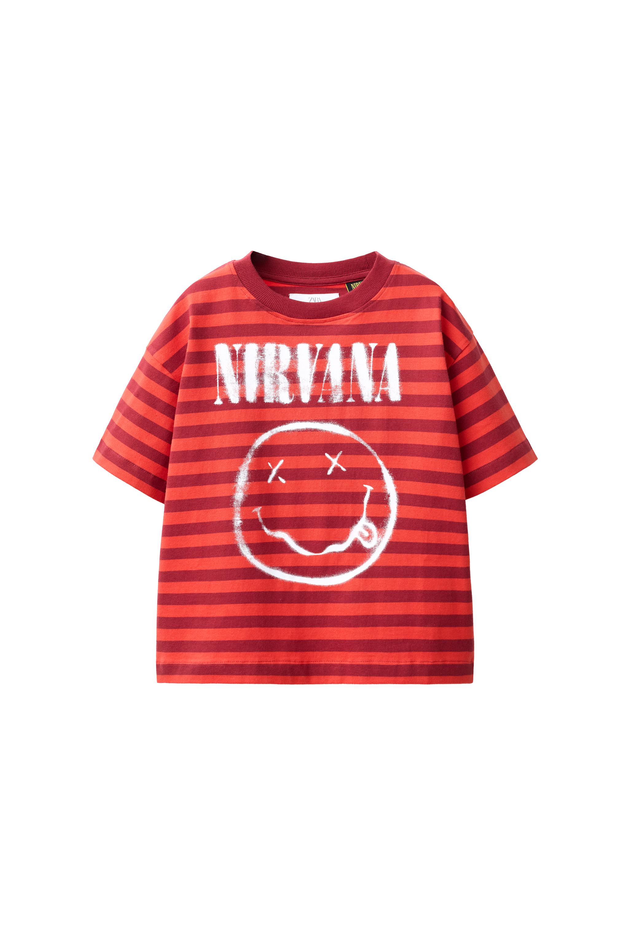 Футболка в полоску с принтом Nirvana ® — ZARA