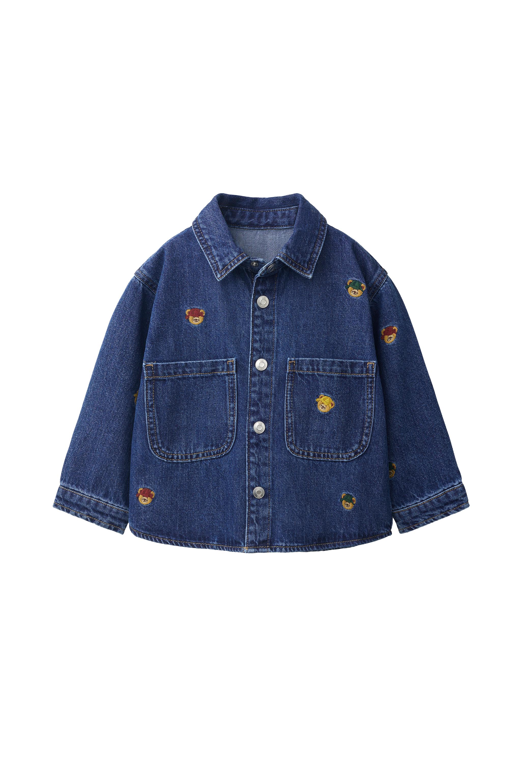 Куртка-рубашка из денима с вышивкой медведя — ZARA