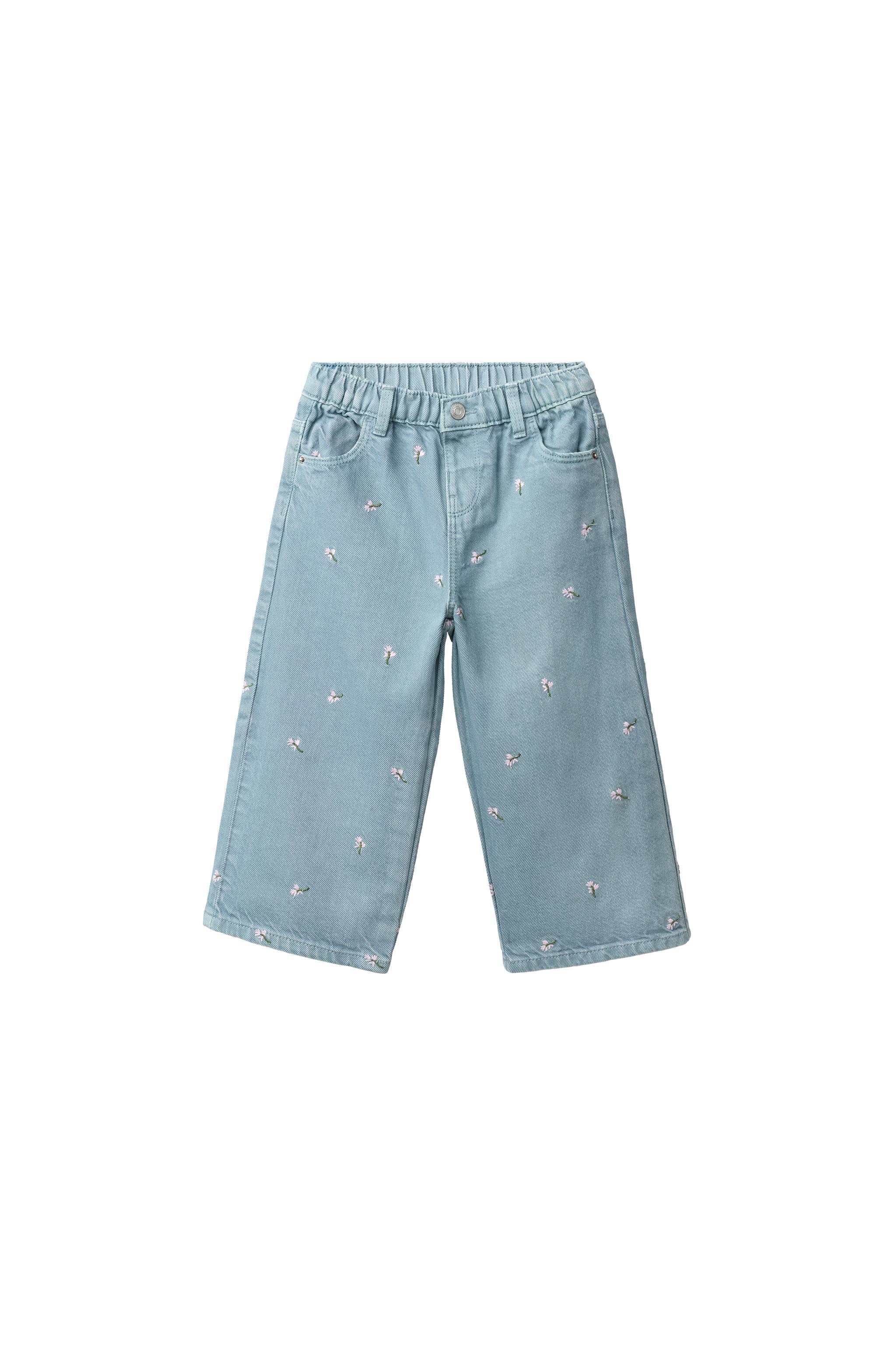 Кюлоты из ткани твил с цветочной вышивкой — ZARA