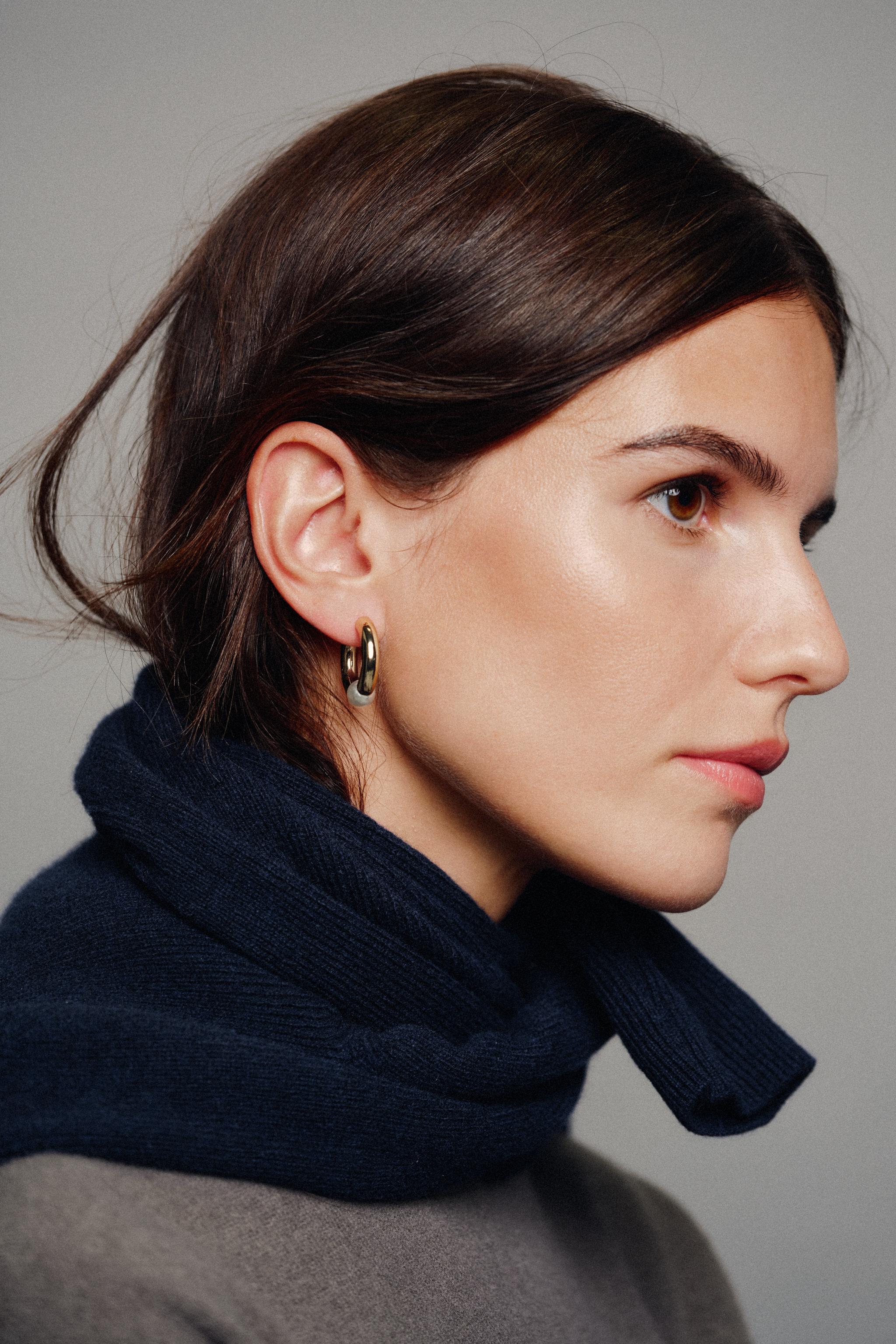 Серьги-кольца с искусственным жемчугом — ZARA