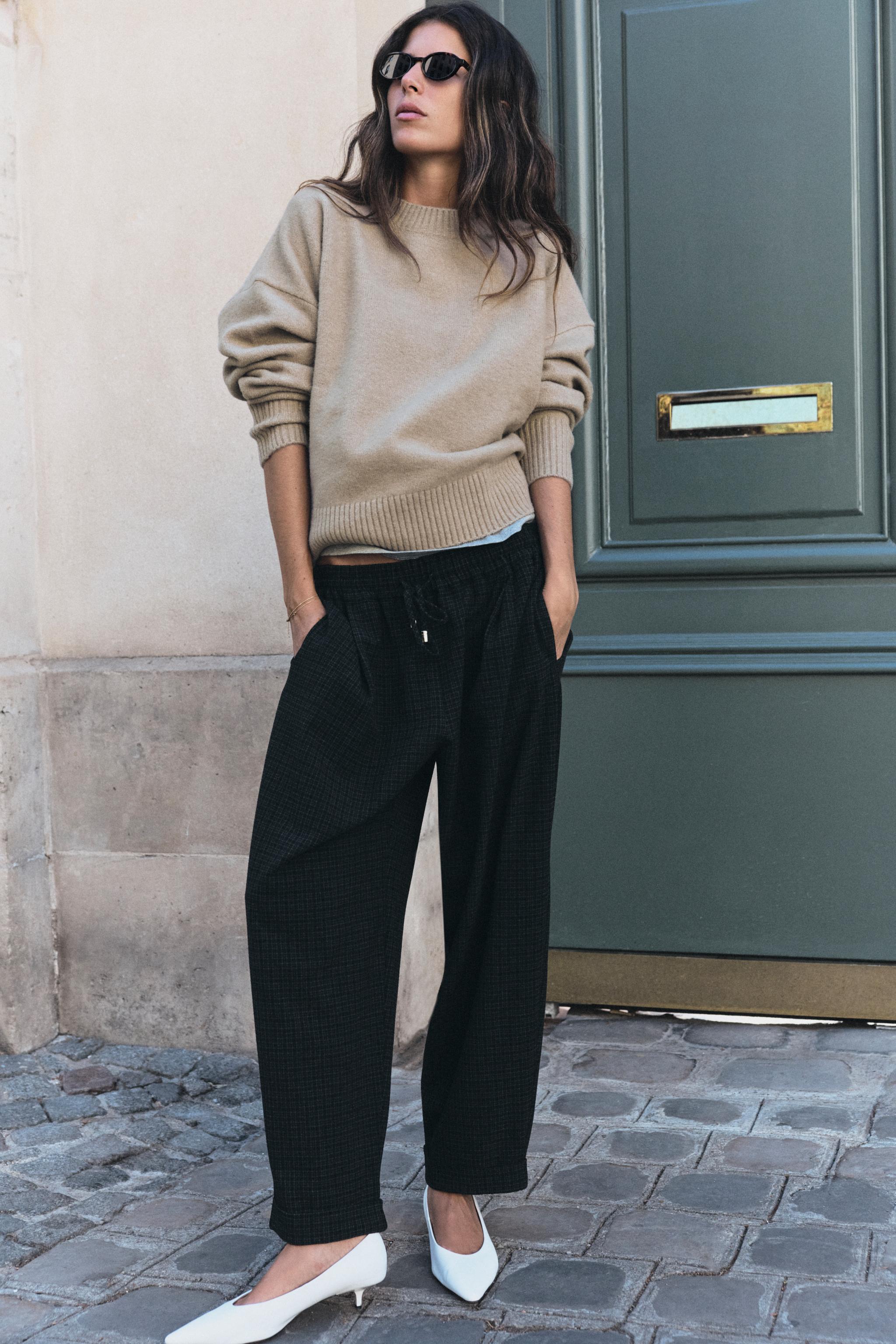CHECKS TROUSERS WITH TURN-UP HEM — ZARA