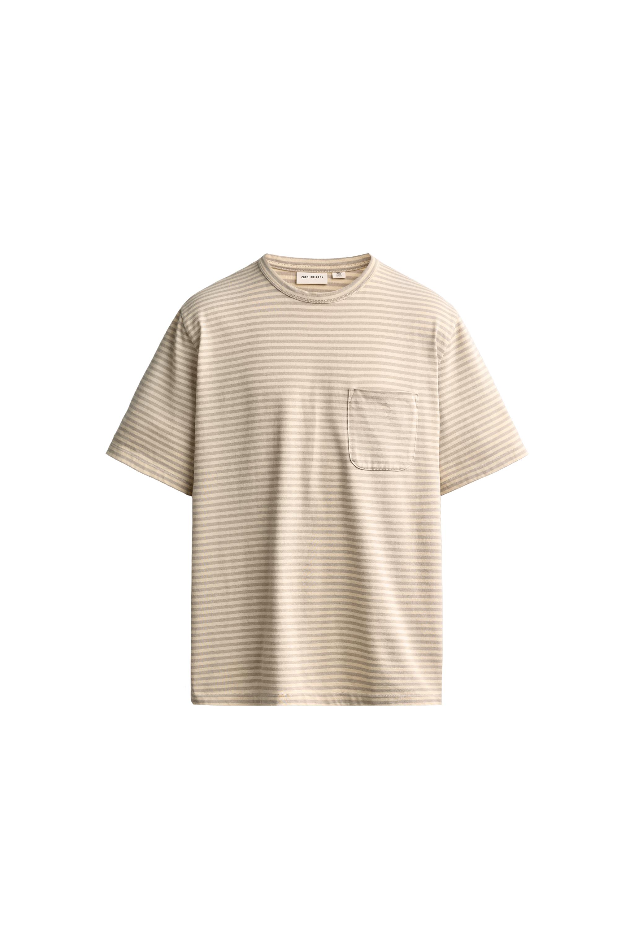 Футболка из жаккардовой ткани в полоску с карманами — ZARA