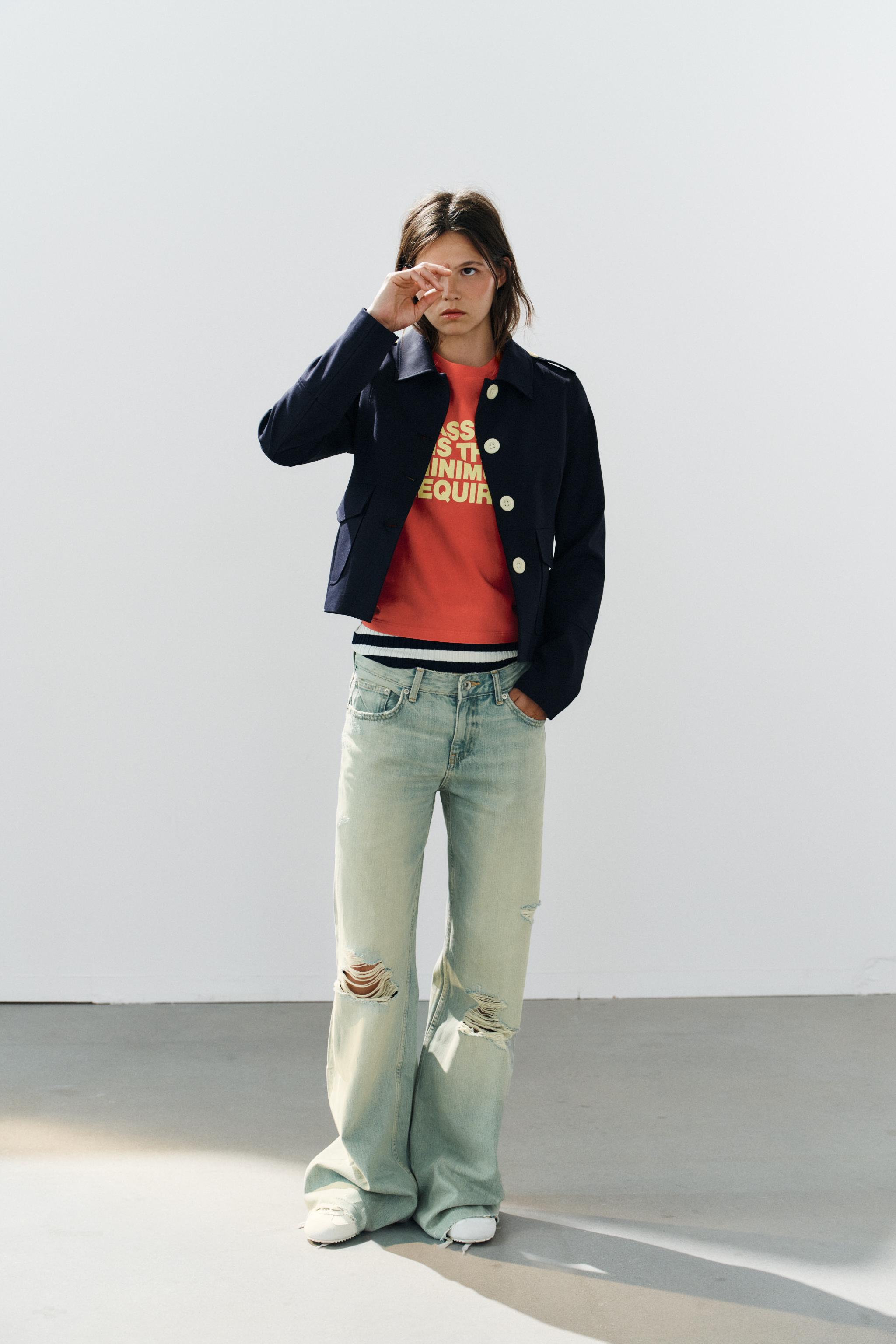 РАСКЛЕШЕННЫЕ ДЖИНСЫ TRF СО СРЕДНЕЙ ПОСАДКОЙ И РАЗРЕЗАМИ — ZARA