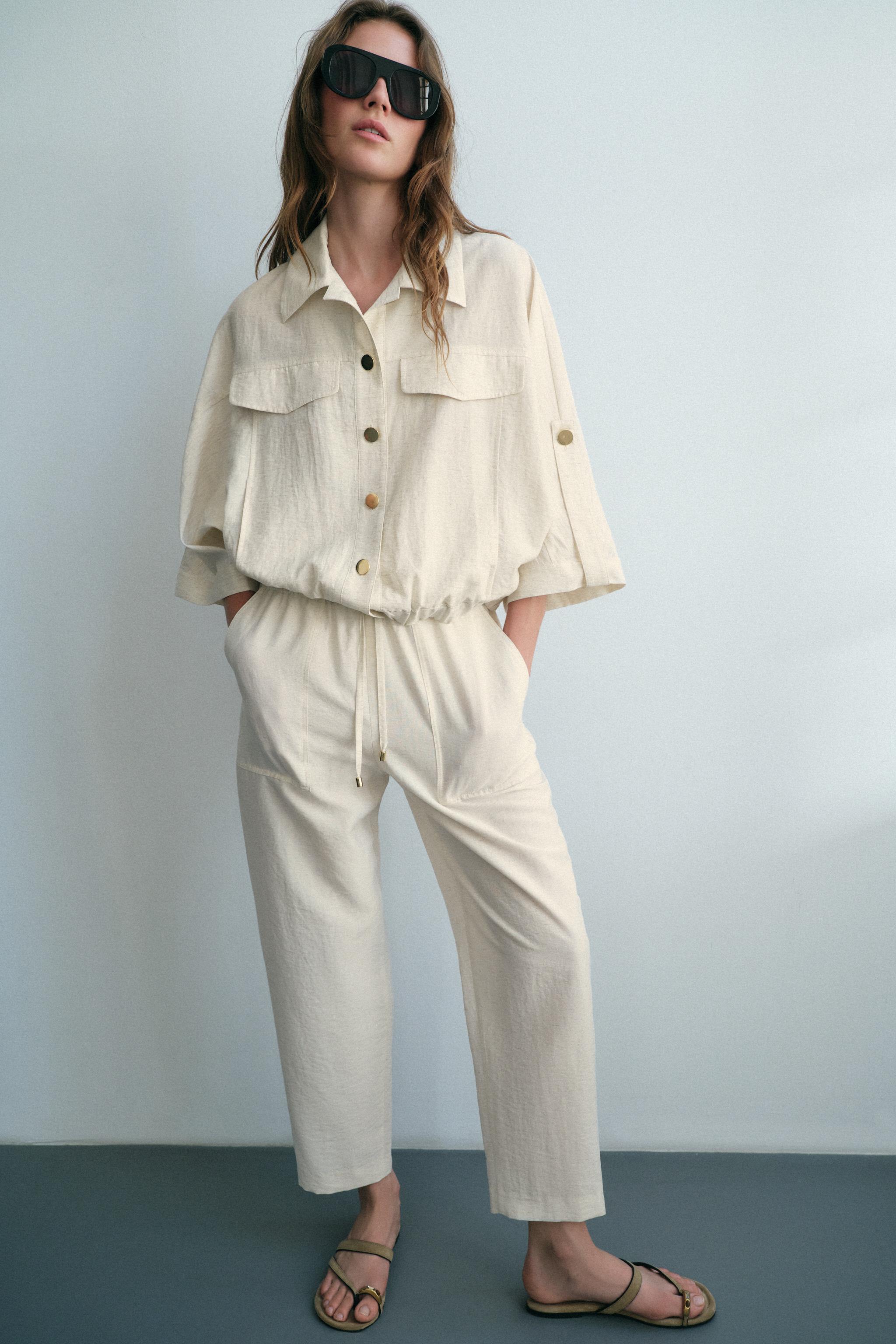 БЛУЗА САФАРИ С ПОДВОРАЧИВАЮЩИМИСЯ РУКАВАМИ — ZARA