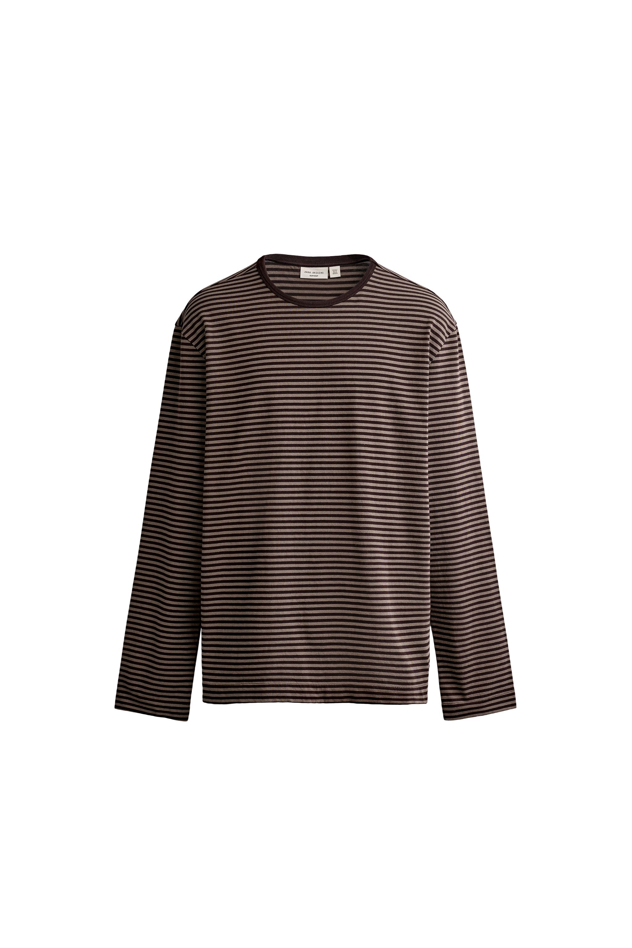 ФУТБОЛКА SUPIMA® С ЖАККАРДОВОЙ ПОЛОСКОЙ — ZARA