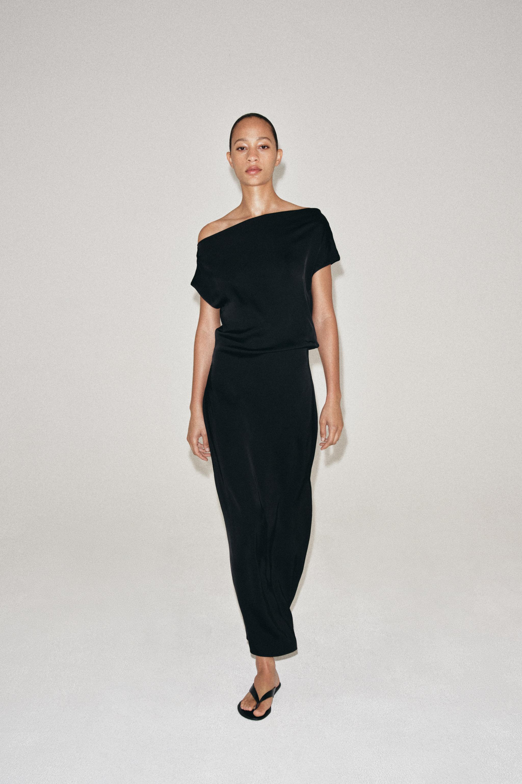 АСИММЕТРИЧНОЕ АТЛАСНОЕ ПЛАТЬЕ ZW COLLECTION — ZARA