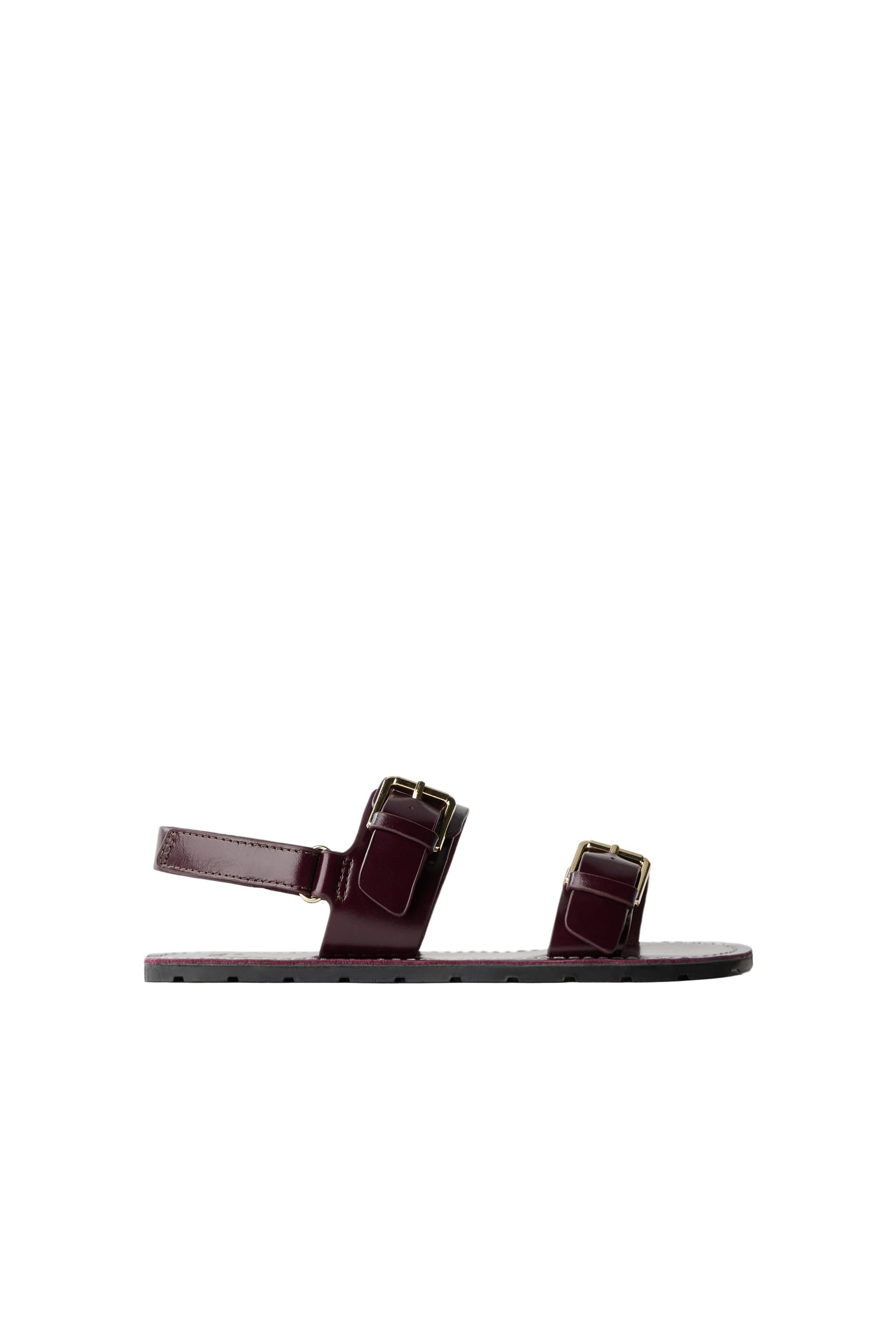 КОЖАНЫЕ САНДАЛИИ С ПРЯЖКАМИ — ZARA