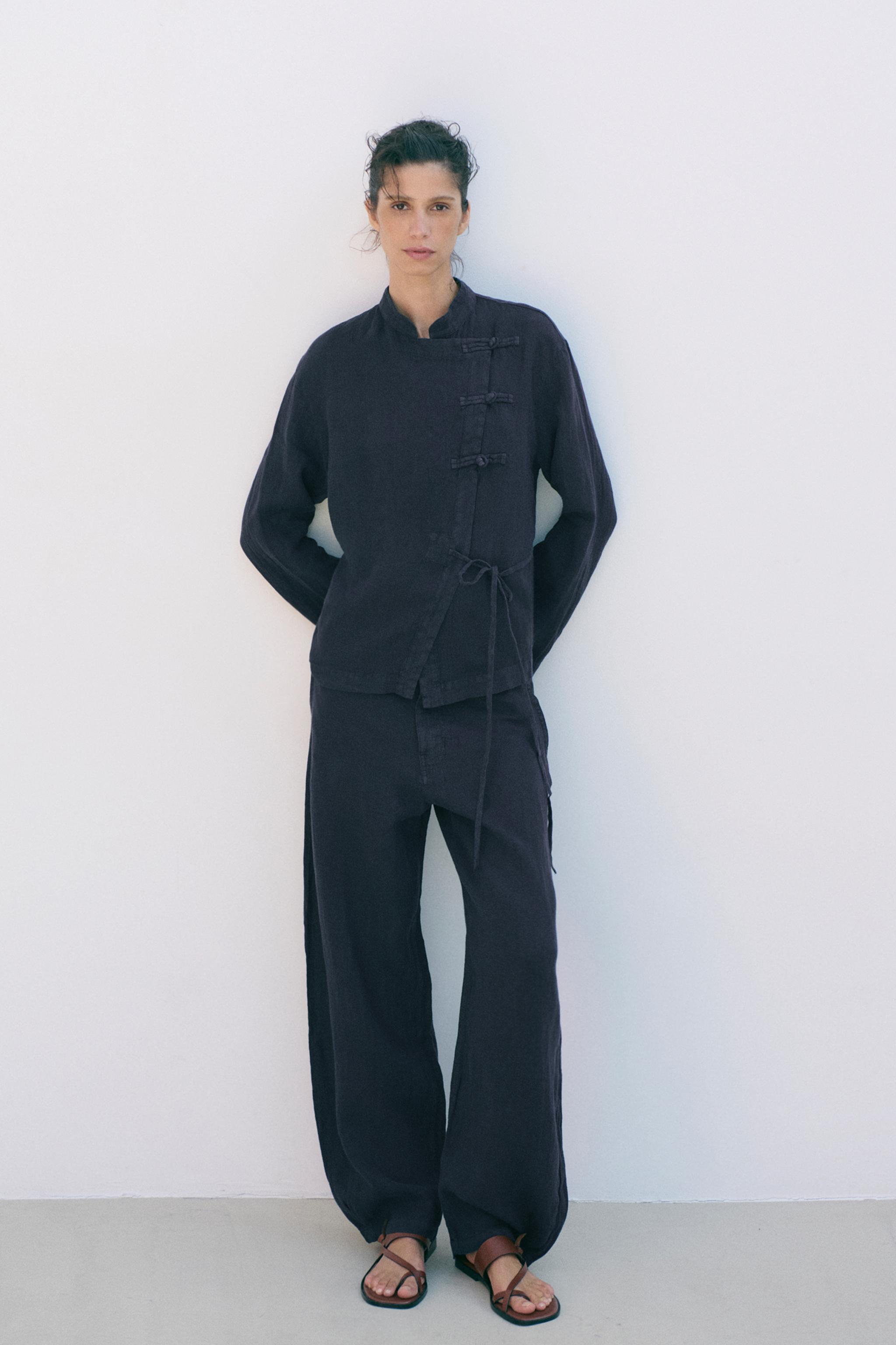 БРЮКИ-БАРРЕЛЬ ИЗ 100% ЛЬНА — ZW COLLECTION — ZARA