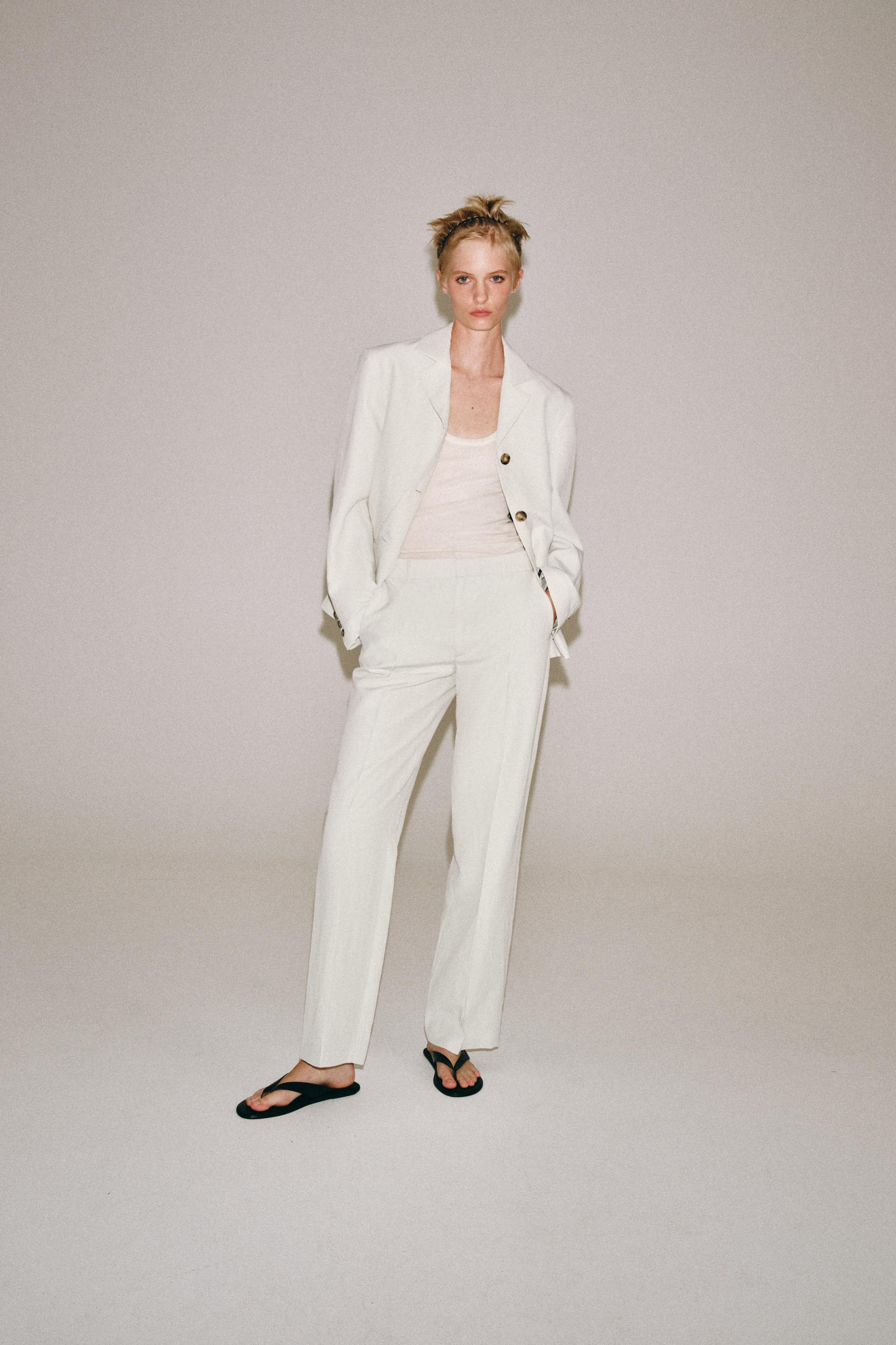 ПРЯМОЙ БЛЕЙЗЕР ИЗ ЛЬНЯНОЙ СМЕСИ — ZW COLLECTION — ZARA