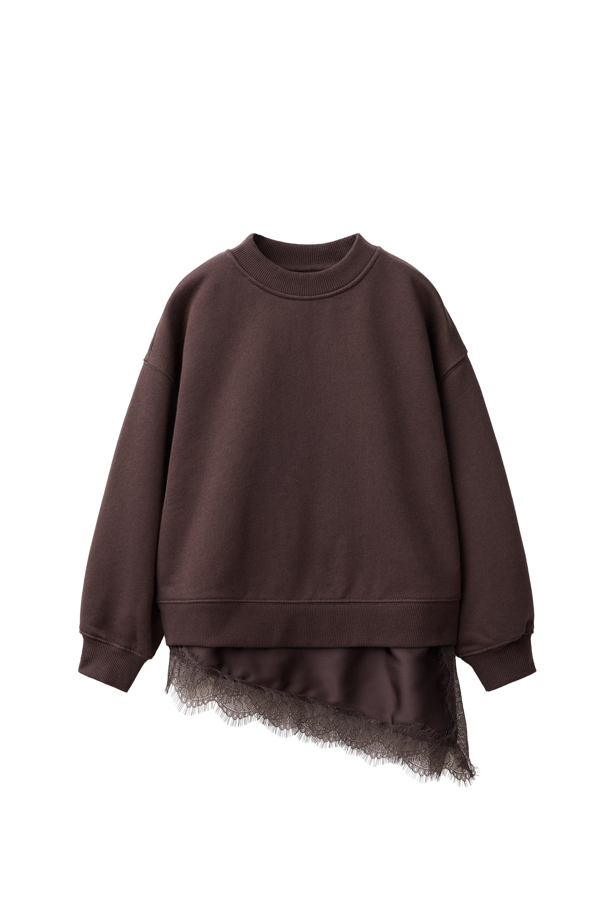 ТОЛСТОВКА С КРУЖЕВНОЙ ОТДЕЛКОЙ ПО НИЗУ — ZARA