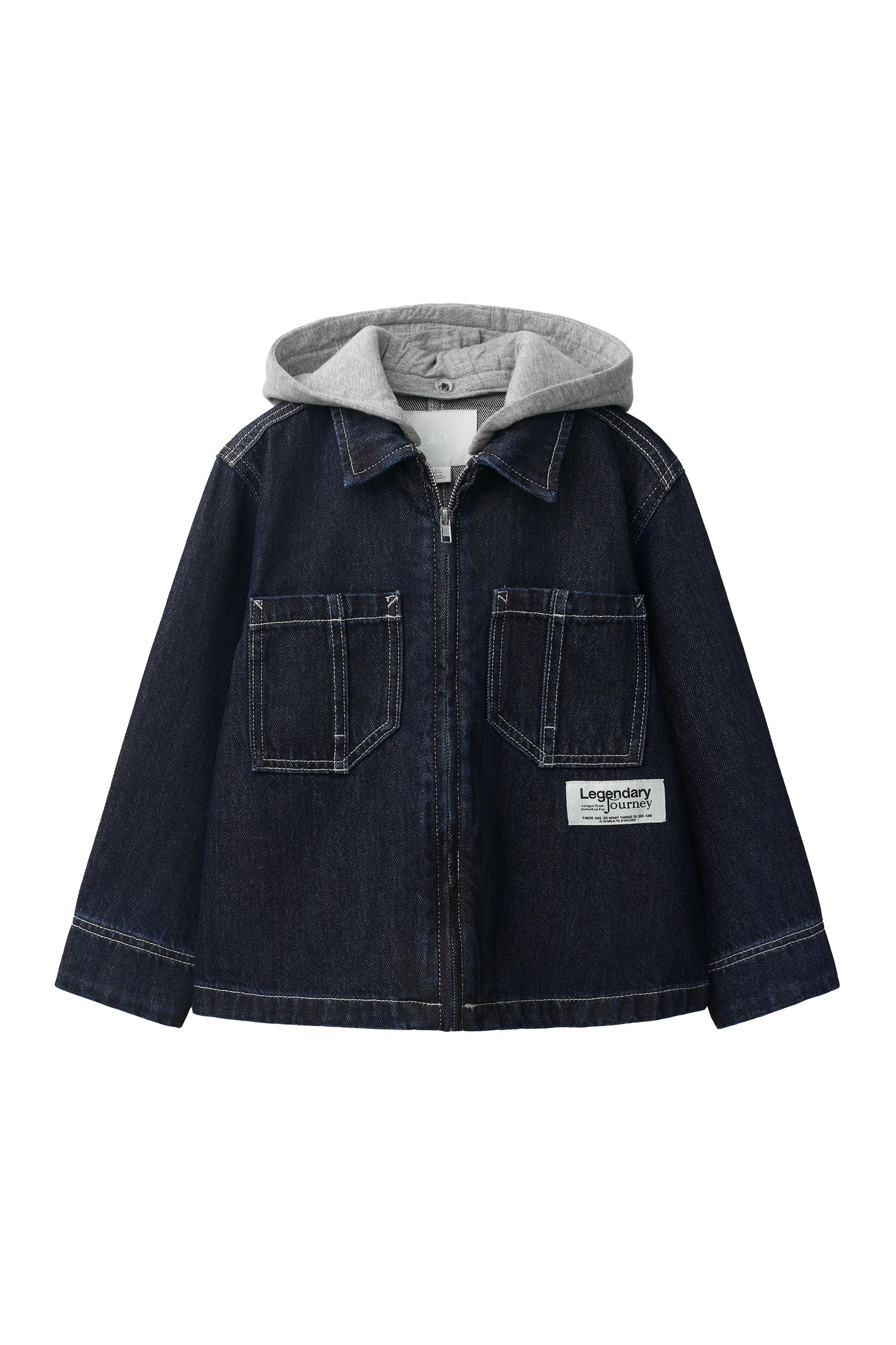 ДЖИНСОВАЯ КУРТКА-РУБАШКА С ОТСТЕГИВАЮЩИМСЯ КАПЮШОНОМ — ZARA
