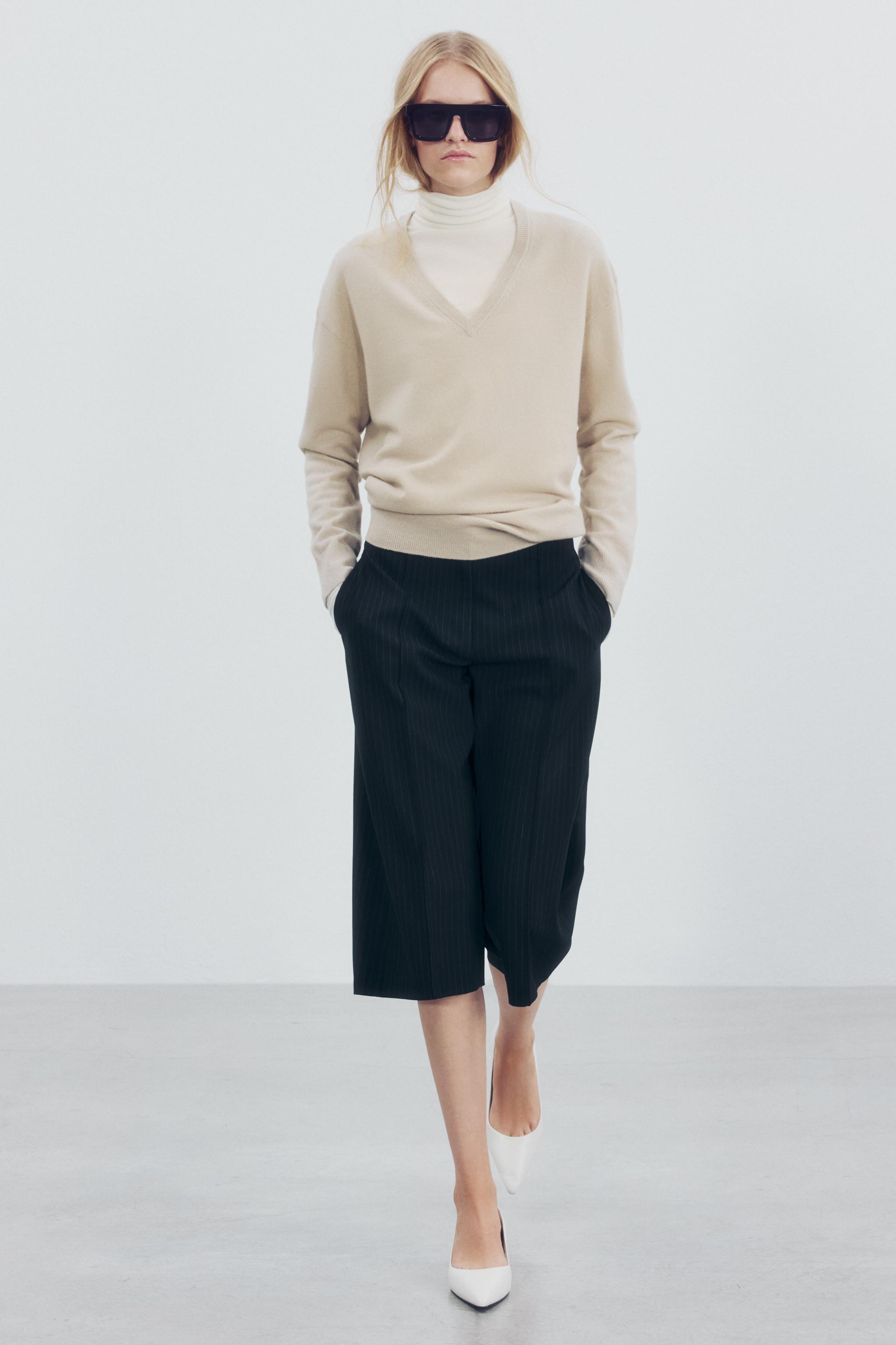 Бермуды ZW COLLECTION с прямыми штанинами в складку — ZARA