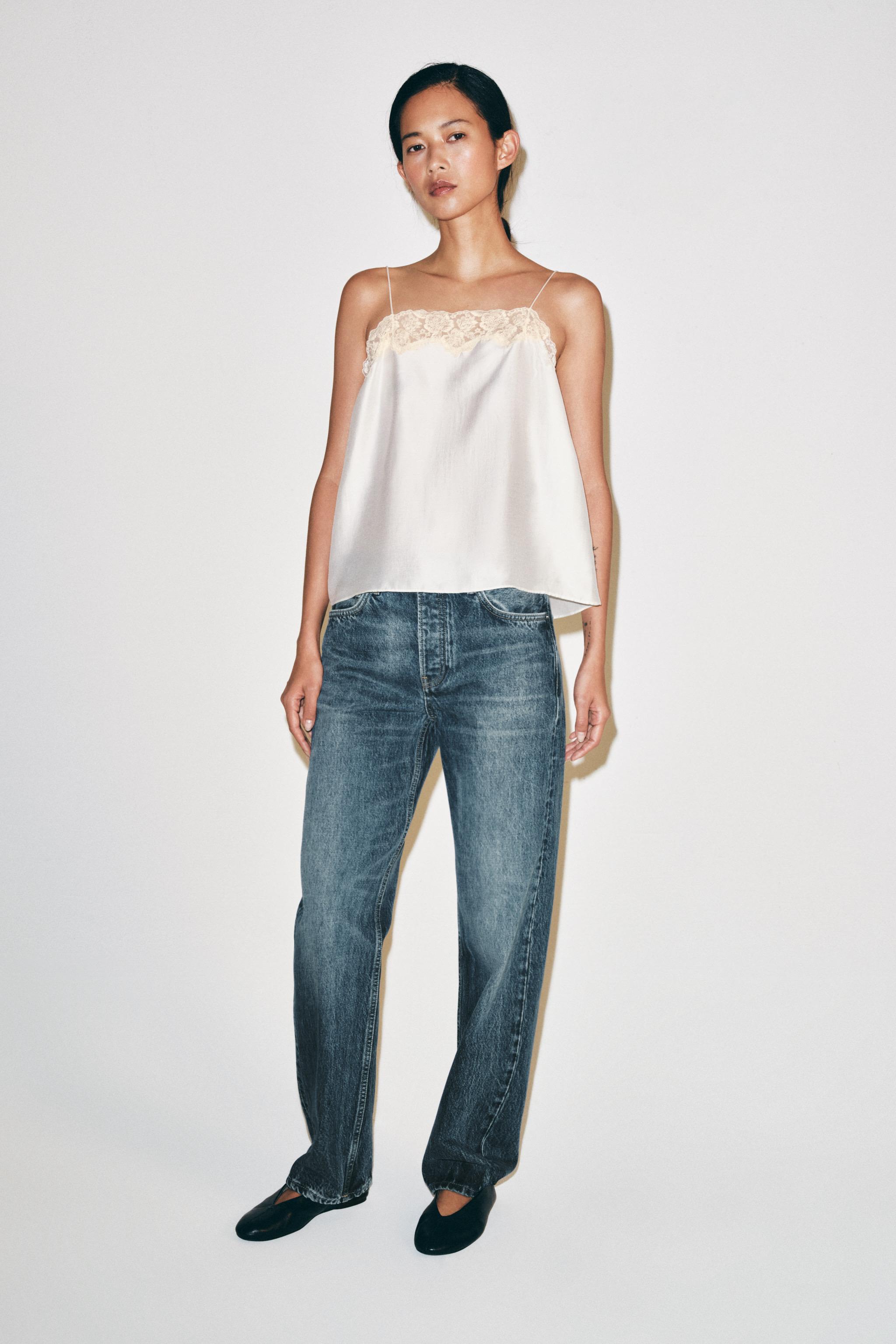 ТОП НА БРЕТЕЛЯХ С КРУЖЕВОМ — ZW COLLECTION — ZARA