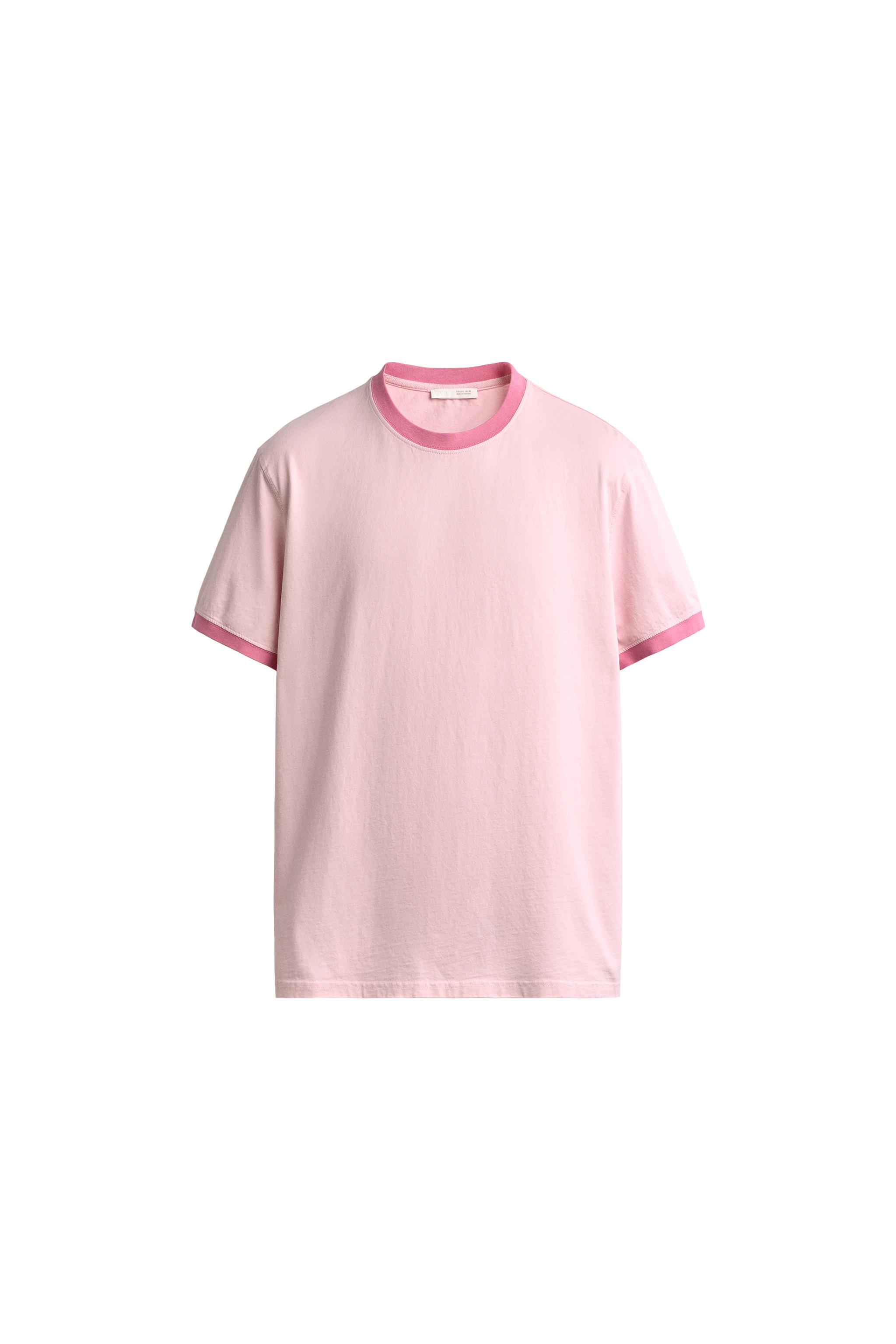 Футболка классического кроя с контрастным кантом — ZARA