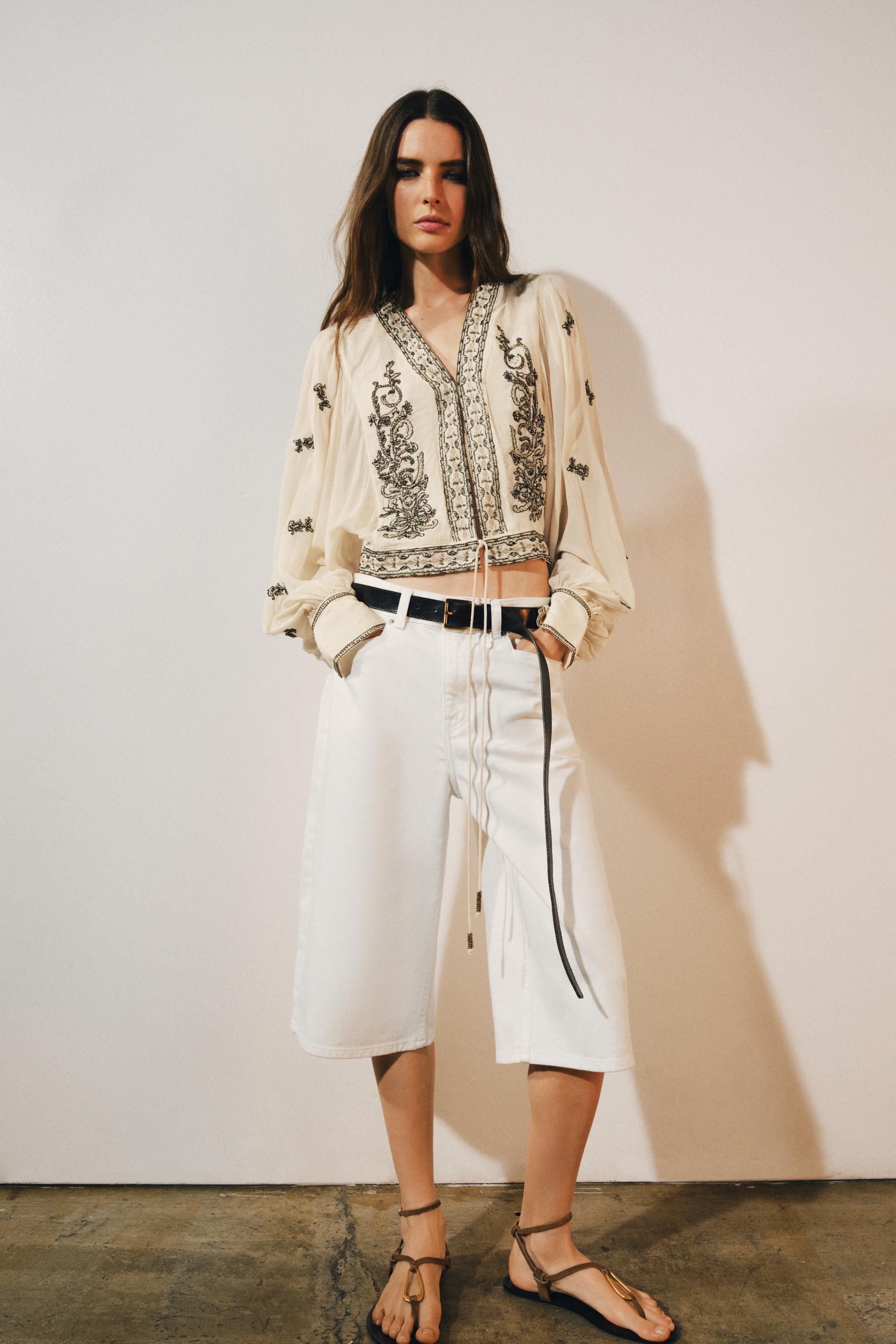 БЛУЗА С ВЫШИВКОЙ И БУСИНАМИ — ZW COLLECTION — ZARA