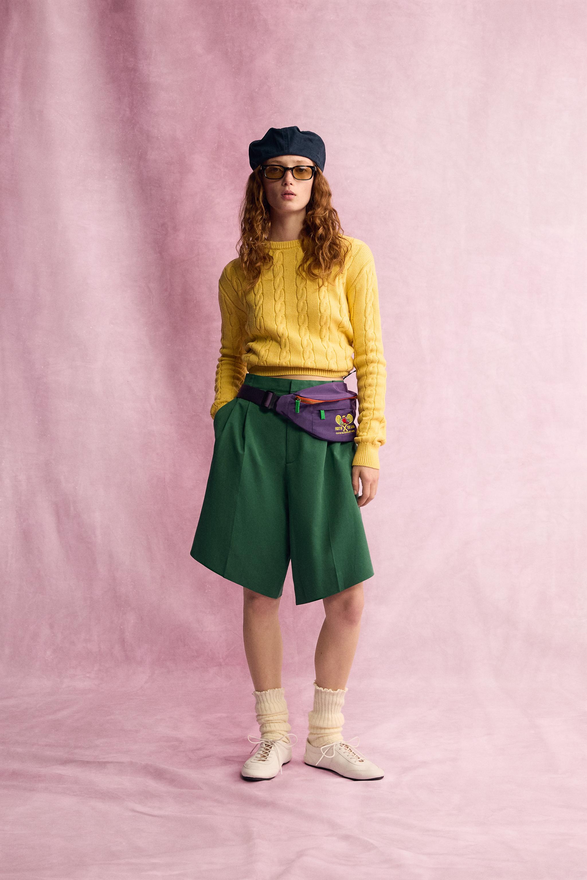 Джемпер оверсайз из фактурной пряжи в косах Fruit of the Loom™ — ZARA