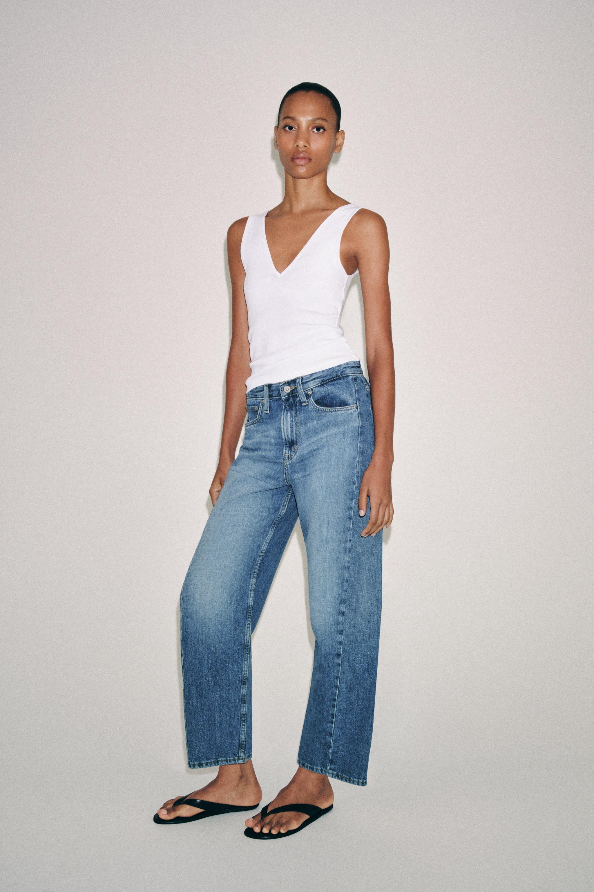 Джинсы ZW COLLECTION свободного кроя со средней посадкой длиной до щиколотки — ZARA