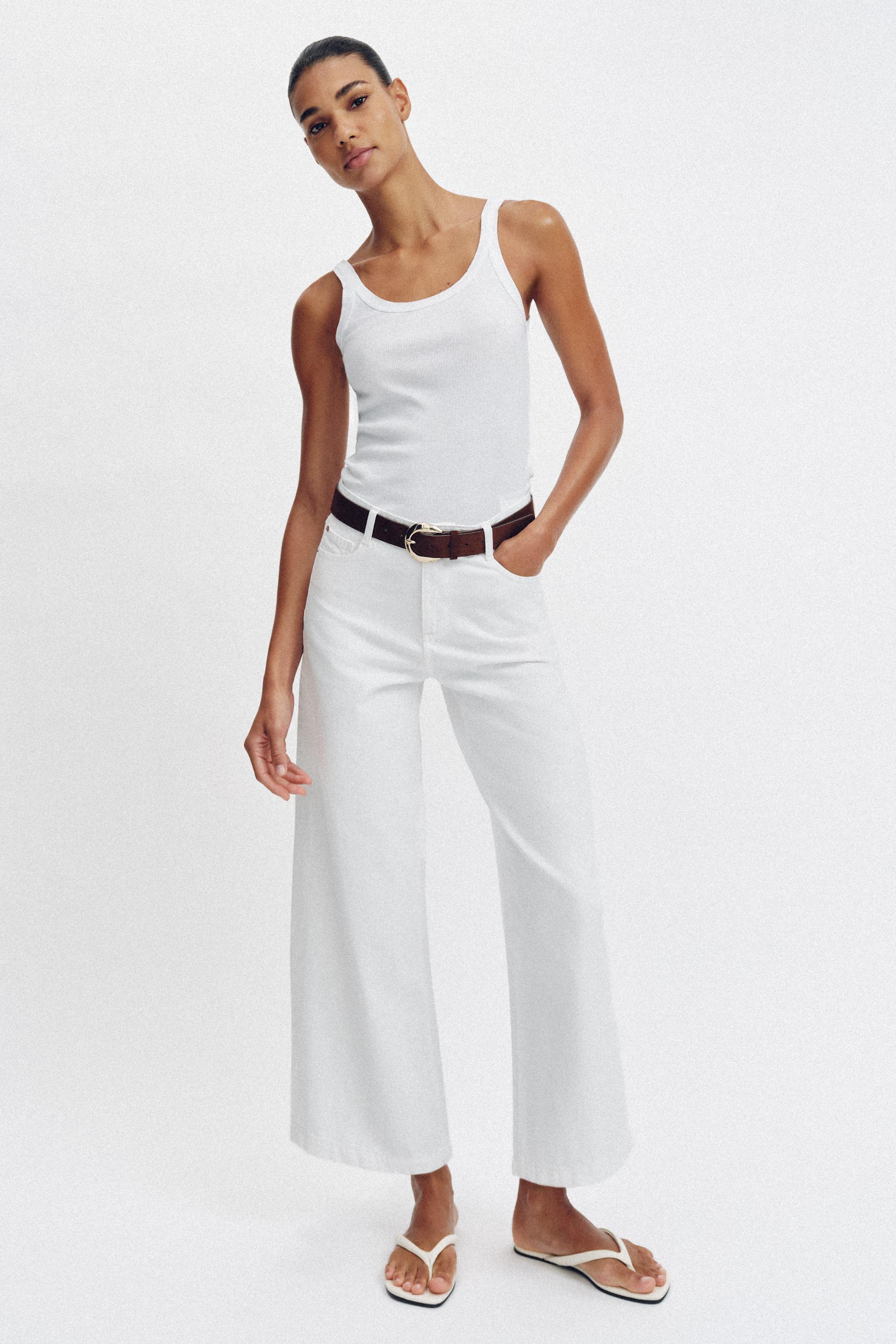 УКОРОЧЕННЫЕ ШИРОКИЕ ДЖИНСЫ С ВЫСОКОЙ ПОСАДКОЙ И РЕМНЕМ — ZARA