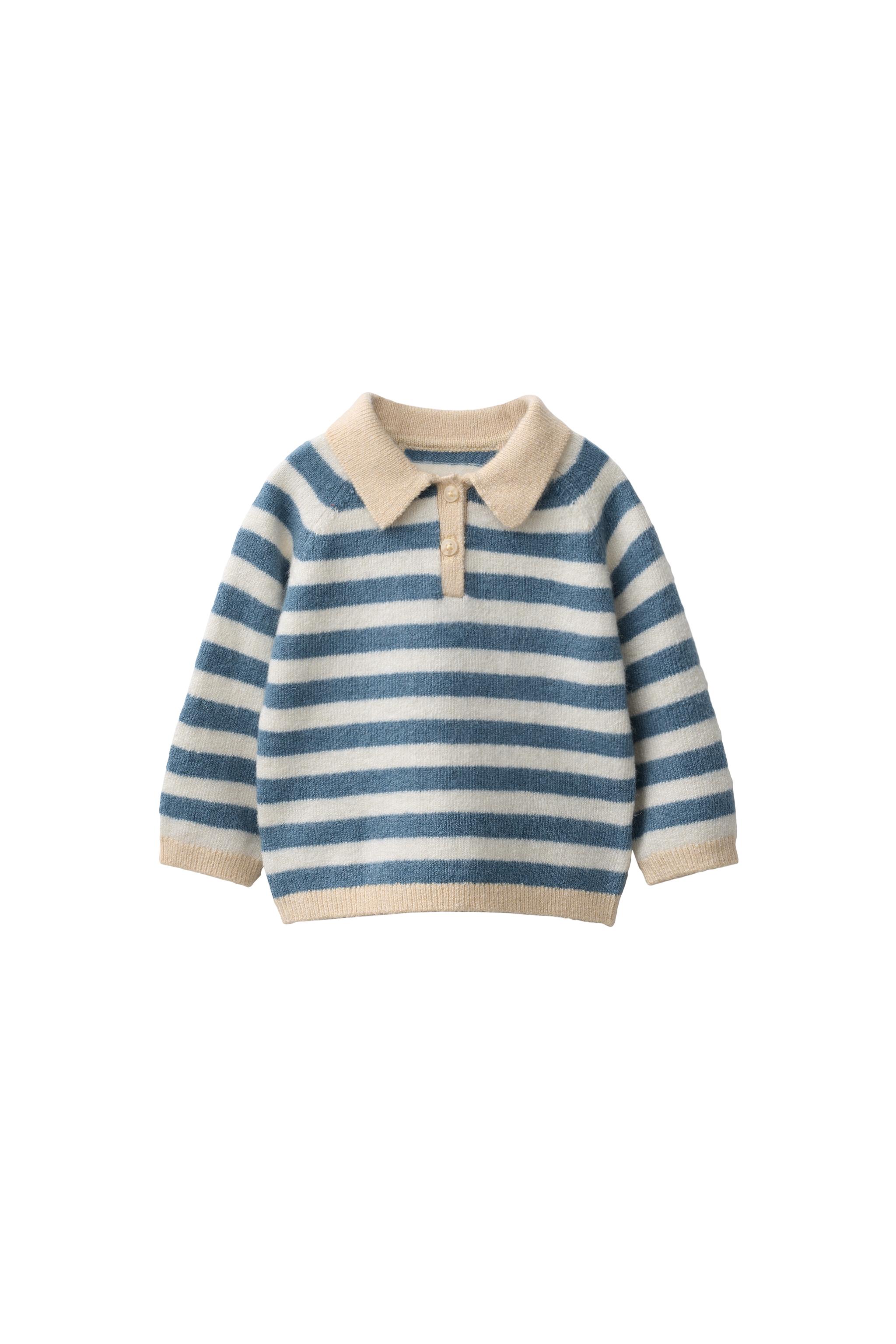 STRIPED KNIT POLO JUMPER — ZARA