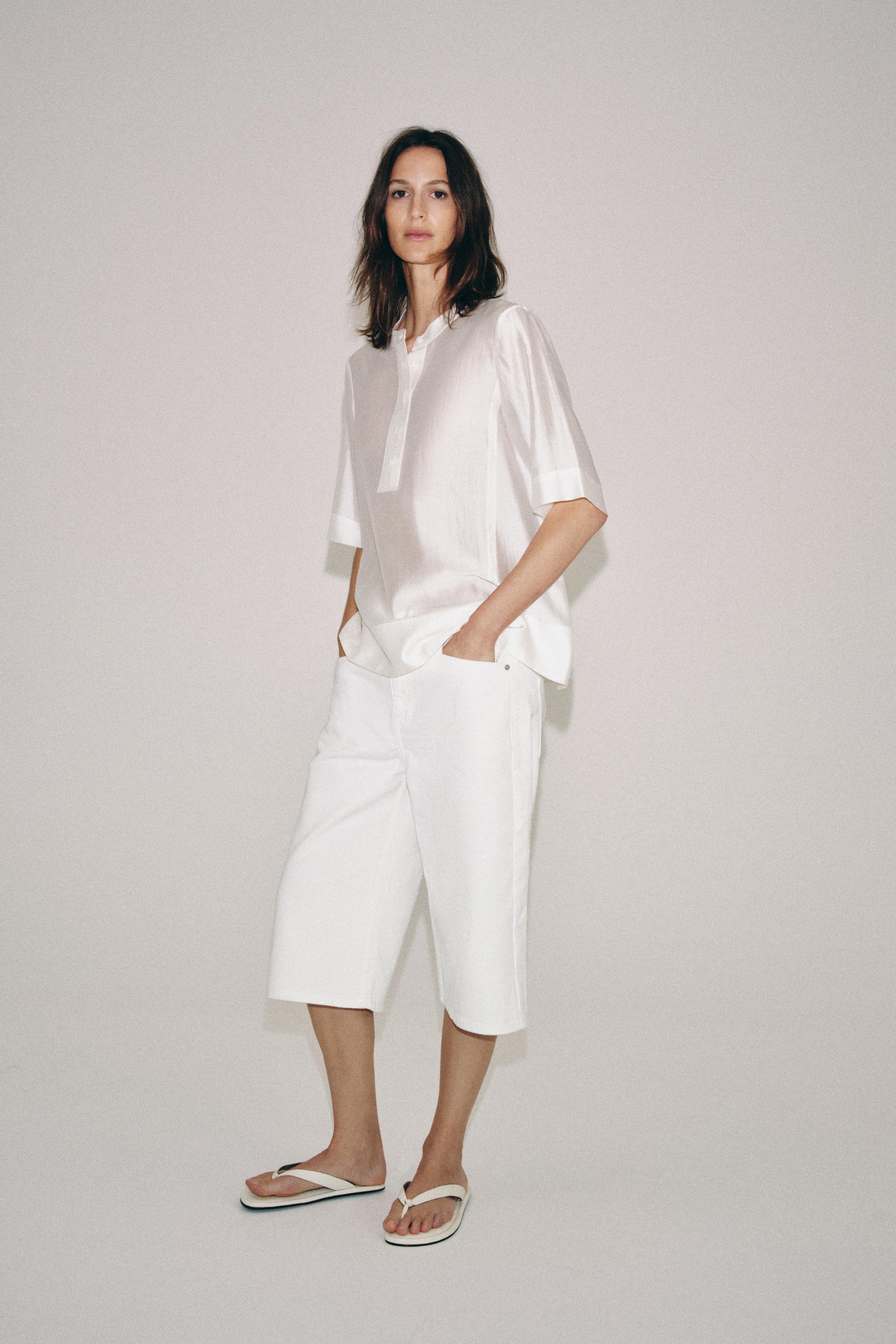 Бермуды ZW COLLECTION из денима со средней посадкой — ZARA