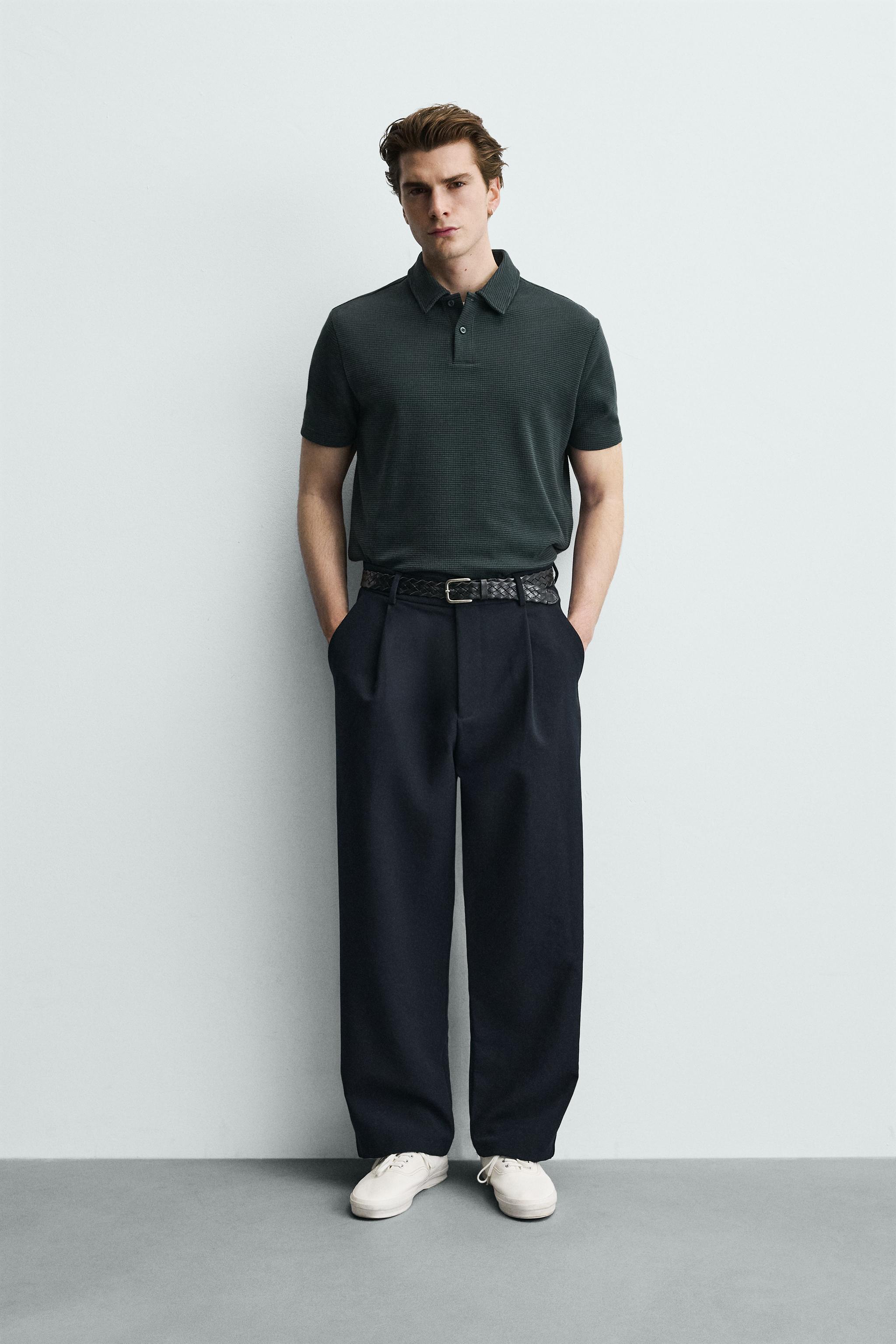 Рубашка поло фактурная из вафельной вязки — ZARA