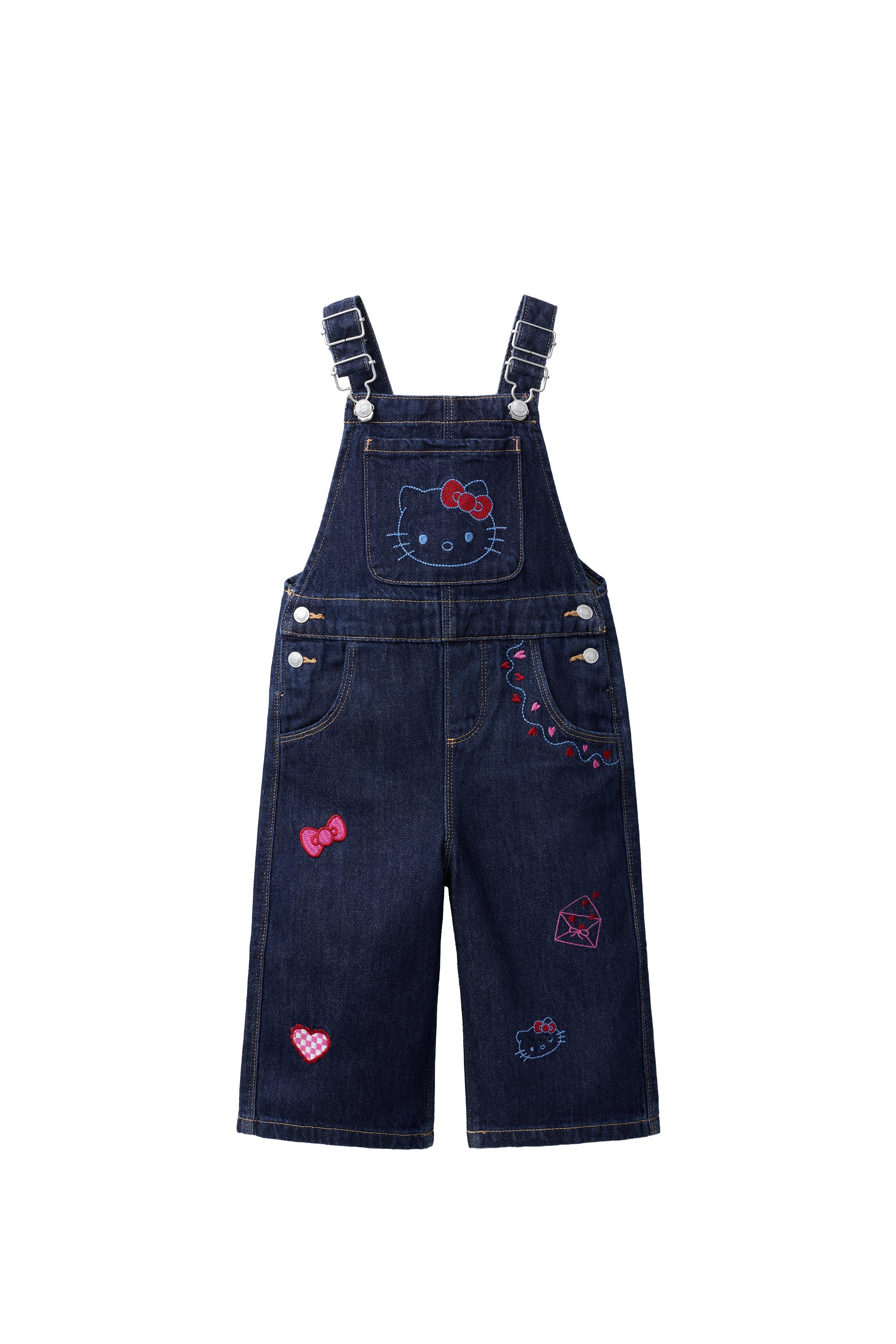 HELLO KITTY © SANRIO EMBROIDERED DENIM DUNGAREES — ZARA