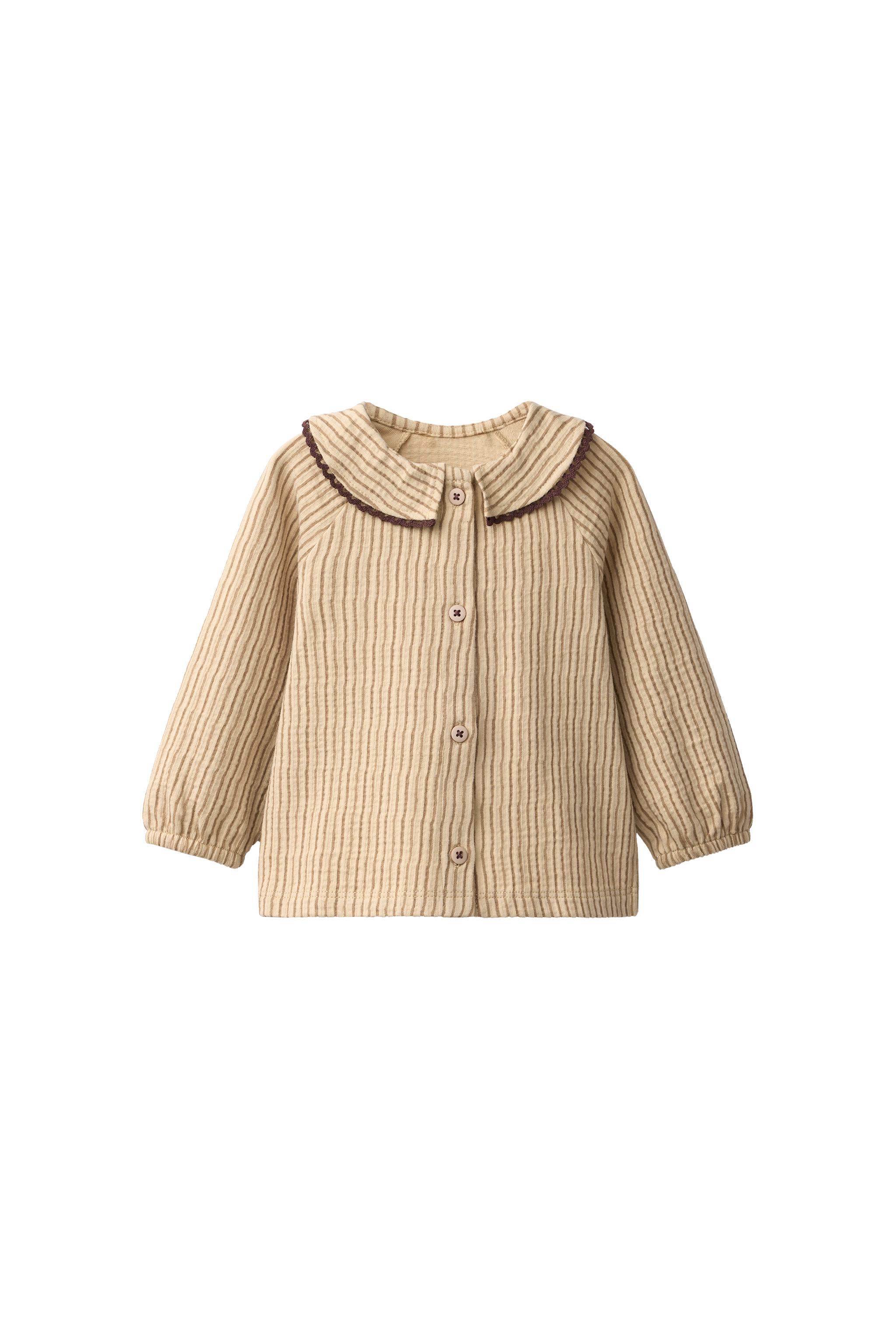 Фактурная футболка в полоску с кружевной отделкой — ZARA